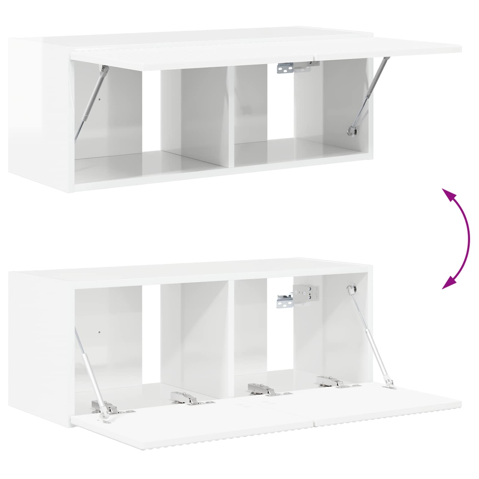 Set TV komoda Zidne 2 pcs Visoki sjaj bijela Konstruirano drvo