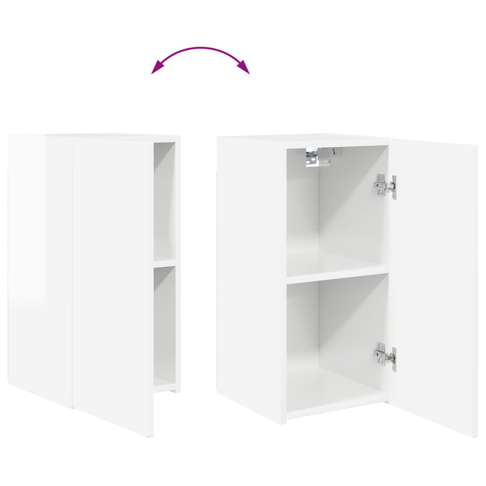 Set TV komoda Zidne 2 pcs Visoki sjaj bijela Konstruirano drvo