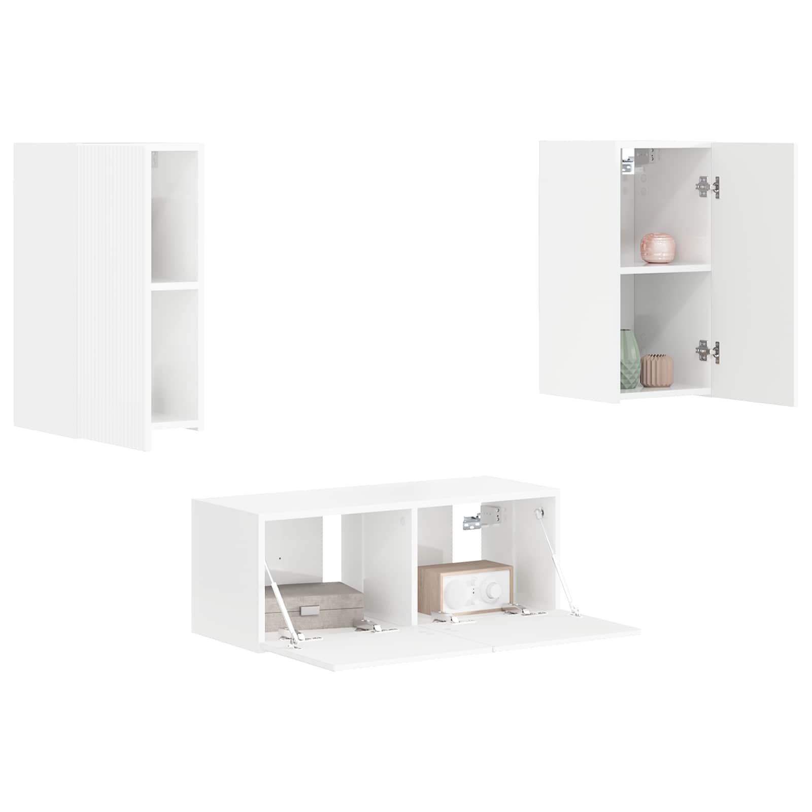 Set TV komoda Zidne 2 pcs Visoki sjaj bijela Konstruirano drvo
