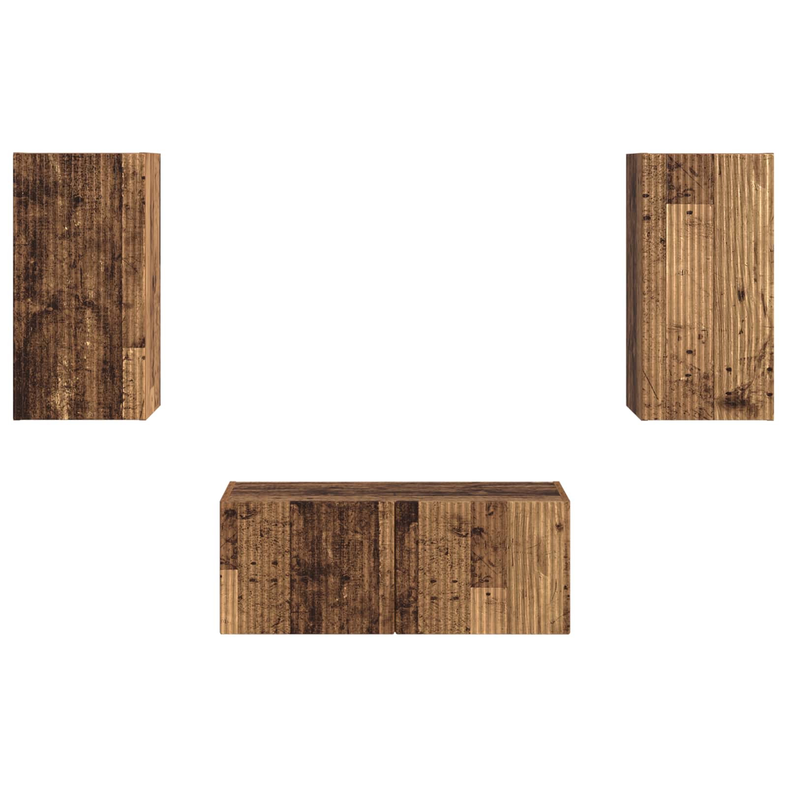 Set TV komoda Zidne 2 pcs Staro drvo Konstruirano drvo