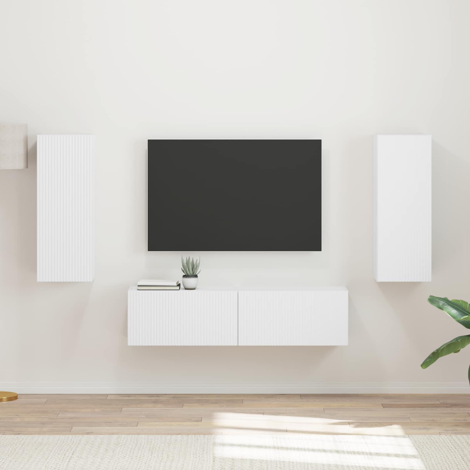Set TV komoda Zidne 2 pcs Bijelo Konstruirano drvo