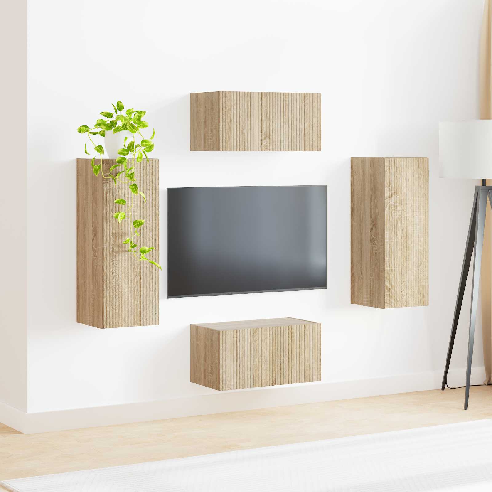 Set TV komoda Zidne 2 pcs Sonoma hrast Konstruirano drvo