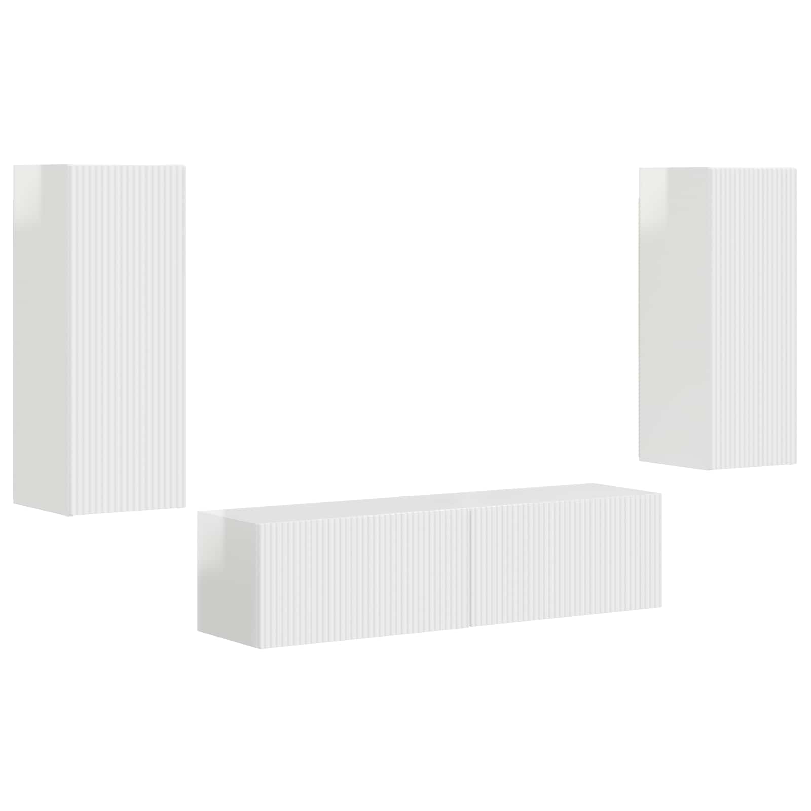 Set TV komoda Zidne 2 pcs Visoki sjaj bijela Konstruirano drvo