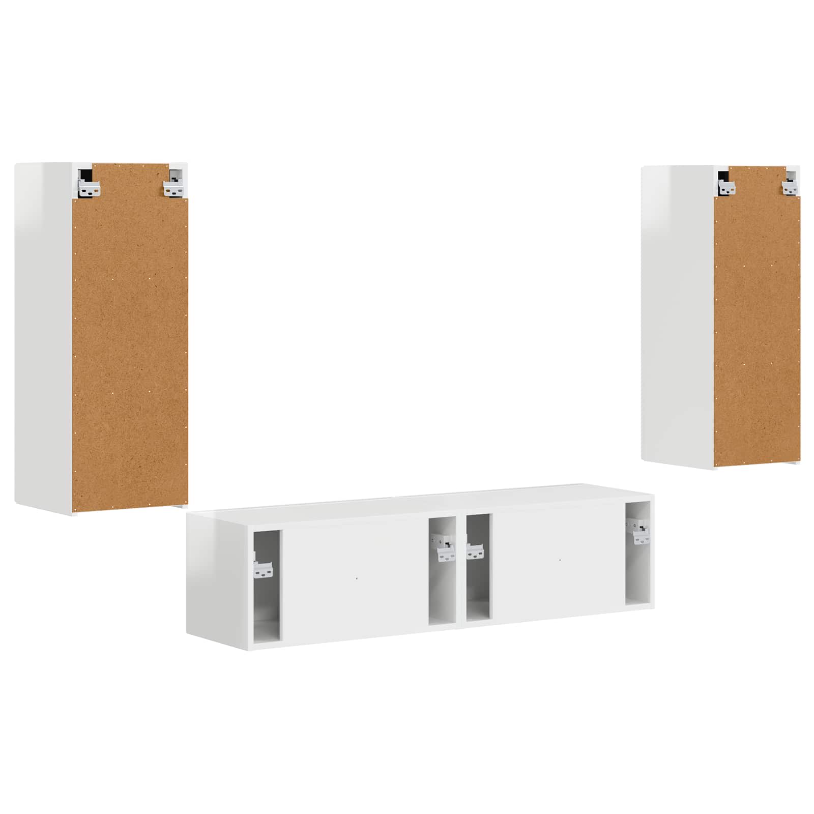 Set TV komoda Zidne 2 pcs Visoki sjaj bijela Konstruirano drvo
