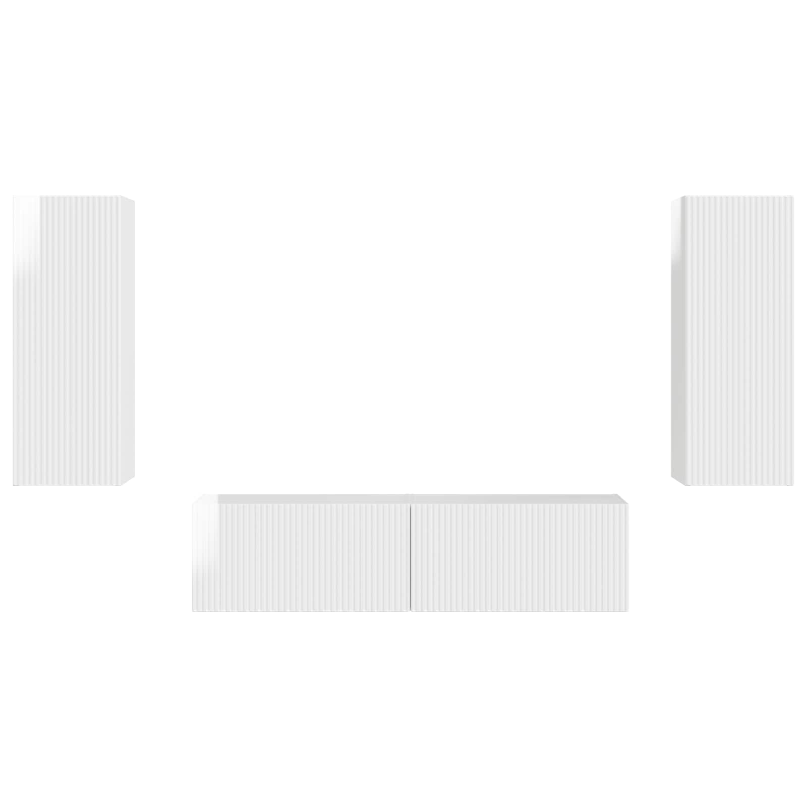 Set TV komoda Zidne 2 pcs Visoki sjaj bijela Konstruirano drvo