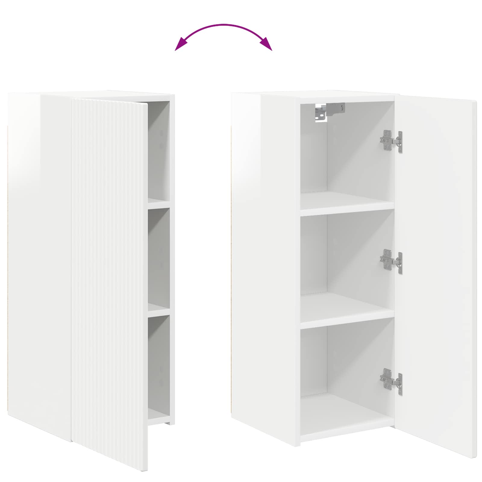 Set TV komoda Zidne 2 pcs Visoki sjaj bijela Konstruirano drvo