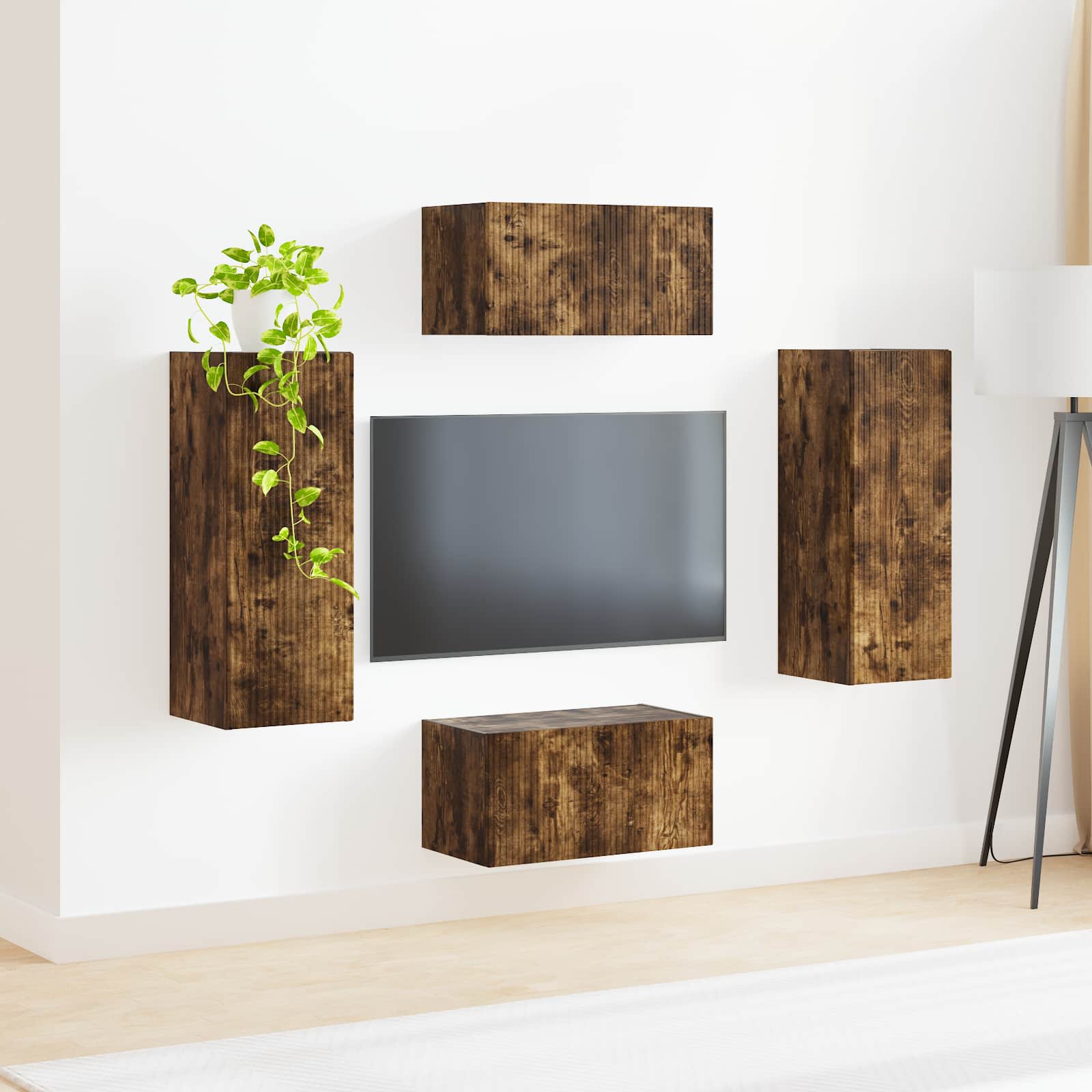 Set TV komoda Zidne 2 pcs Dimljeni hrast Konstruirano drvo