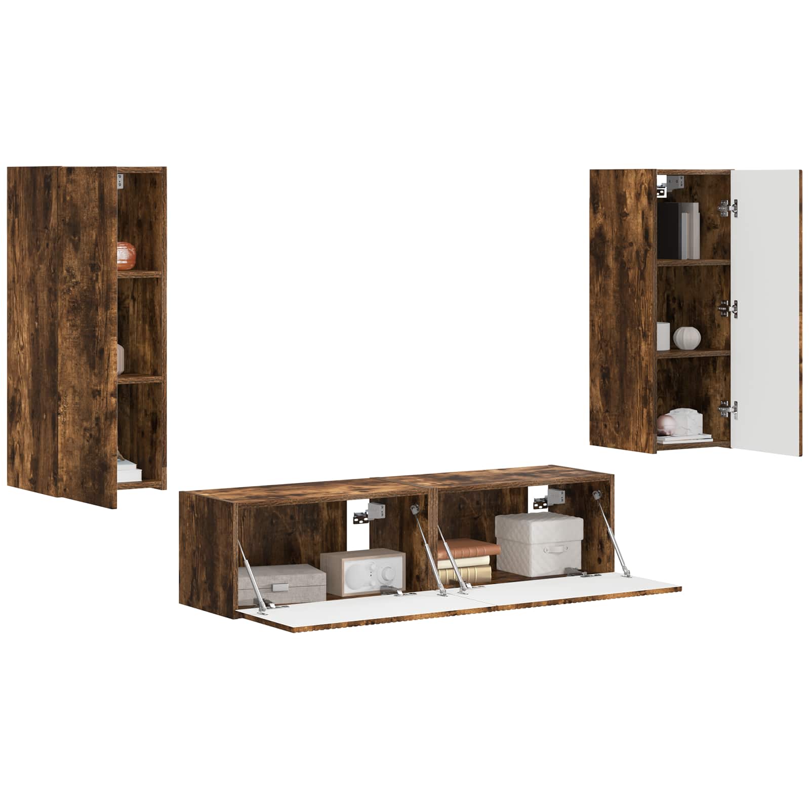 Set TV komoda Zidne 2 pcs Dimljeni hrast Konstruirano drvo