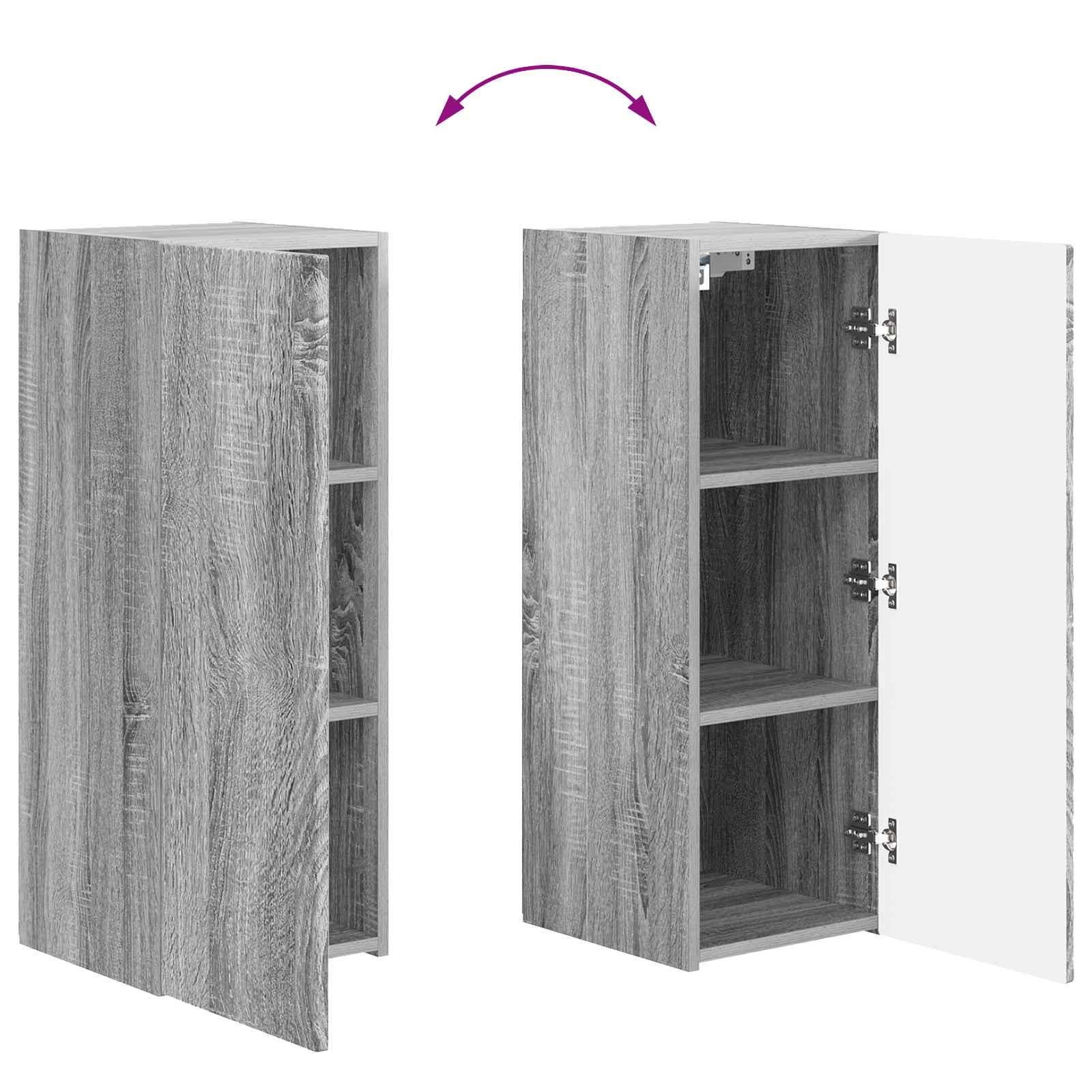 Set TV komoda Zidne 2 pcs Siva Sonoma Konstruirano drvo