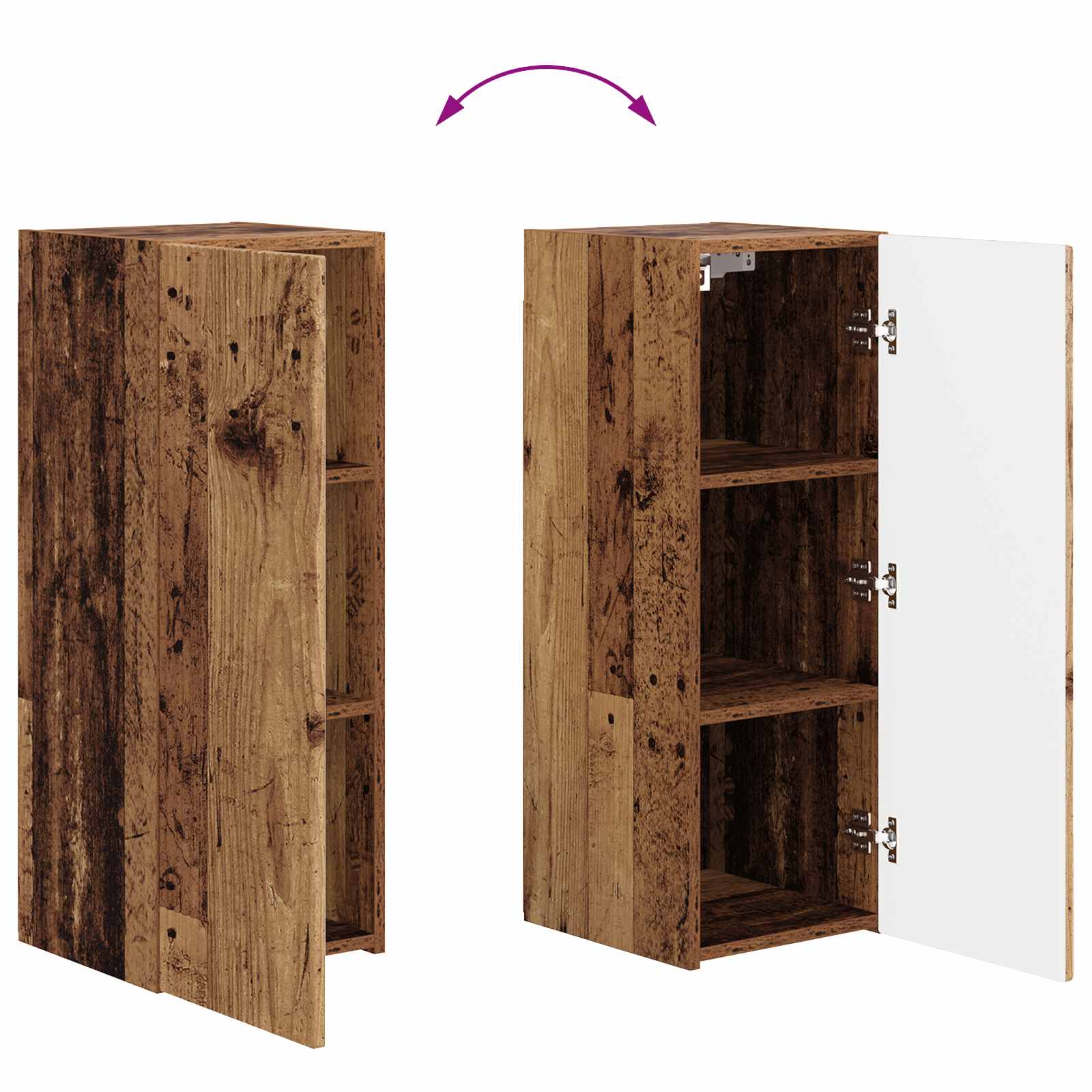 Set TV komoda Zidne 2 pcs Staro drvo Konstruirano drvo