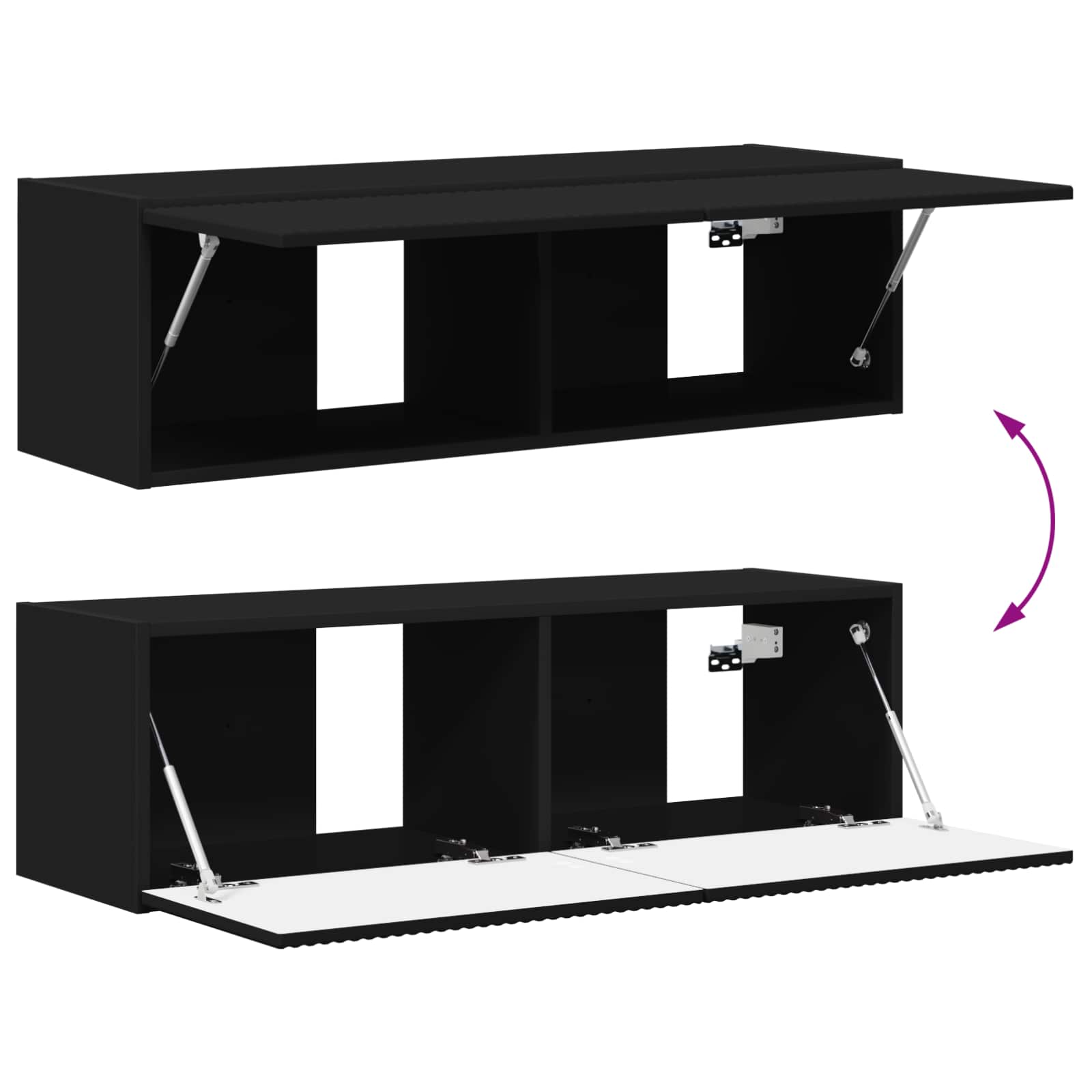 Set TV komoda Zidne 3 pcs Crna Konstruirano drvo