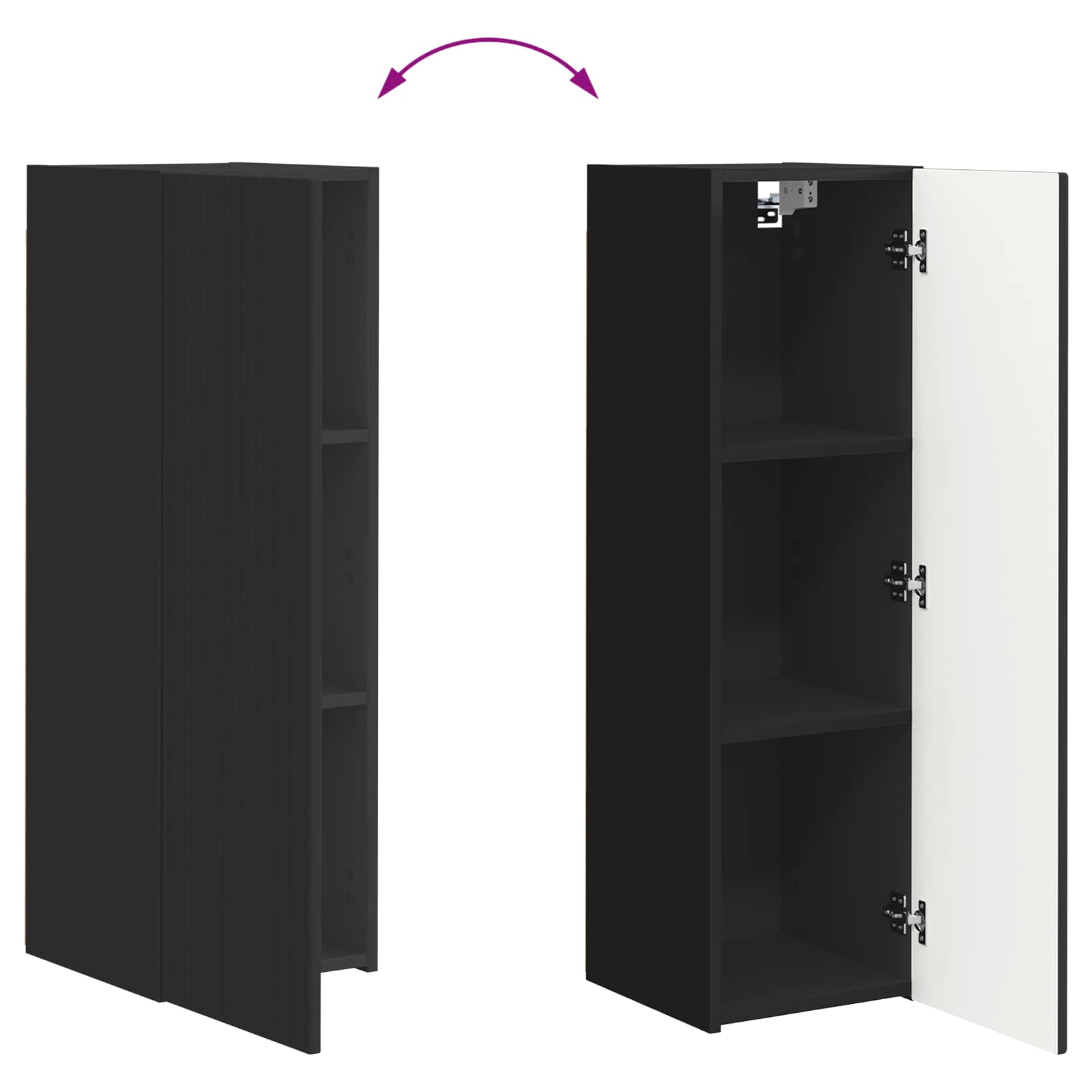 Set TV komoda Zidne 3 pcs Crna Konstruirano drvo