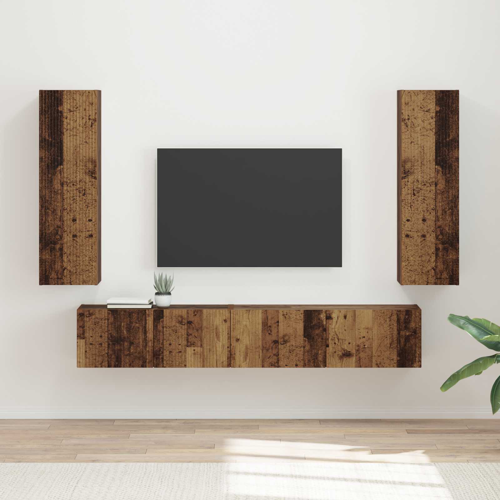Set TV komoda Zidne 3 pcs Staro drvo Konstruirano drvo