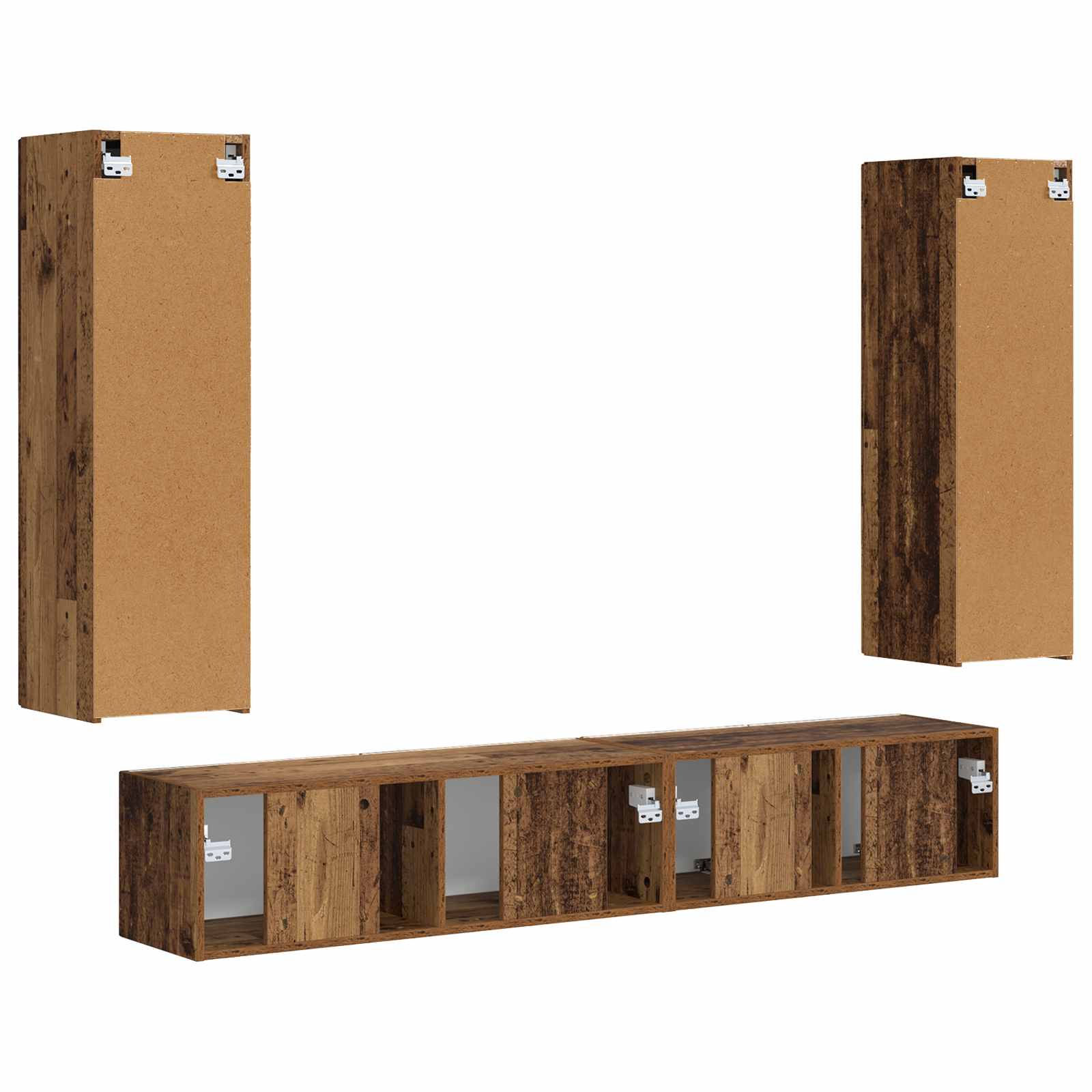 Set TV komoda Zidne 3 pcs Staro drvo Konstruirano drvo