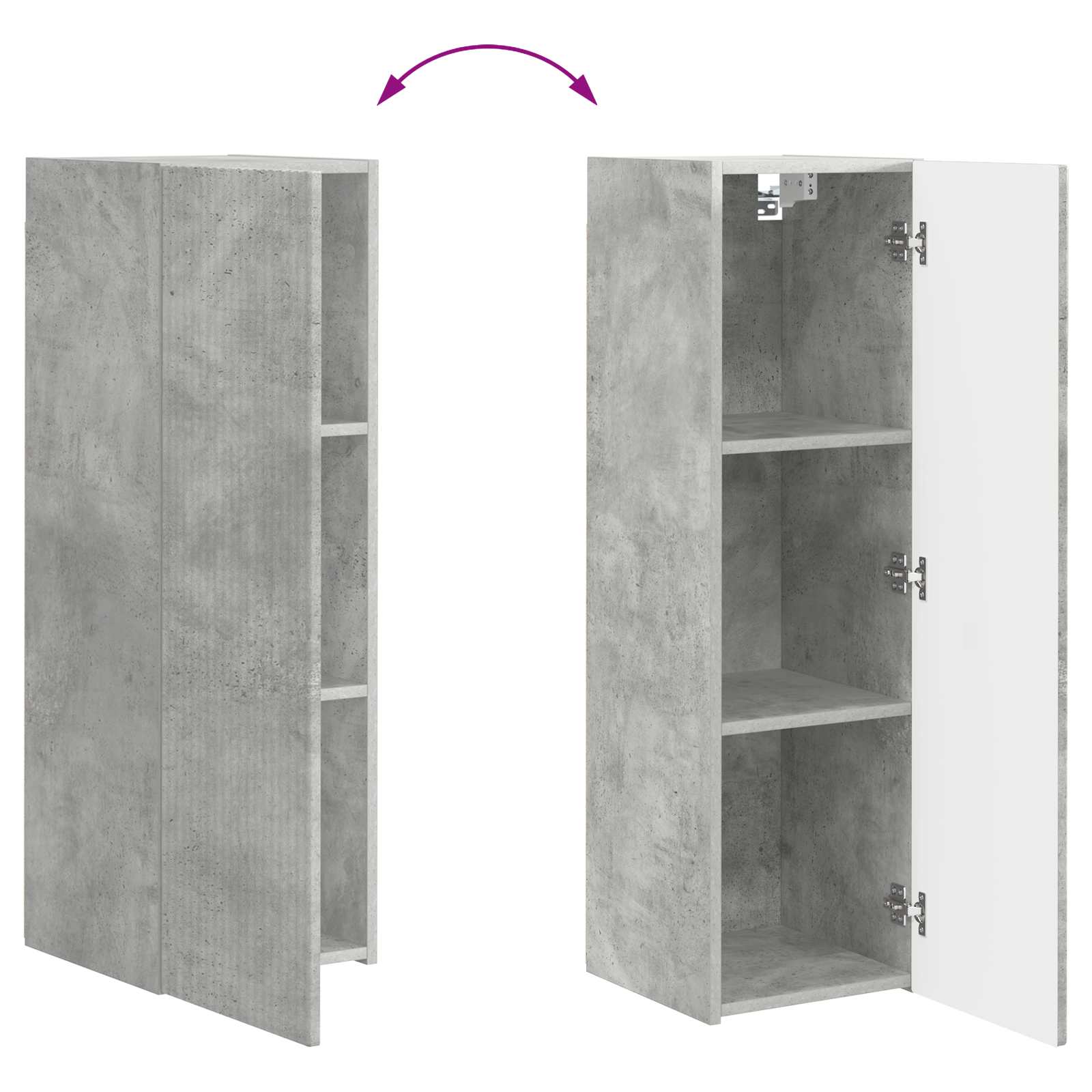 Set TV komoda Zidne 3 pcs Betonski sivi Konstruirano drvo