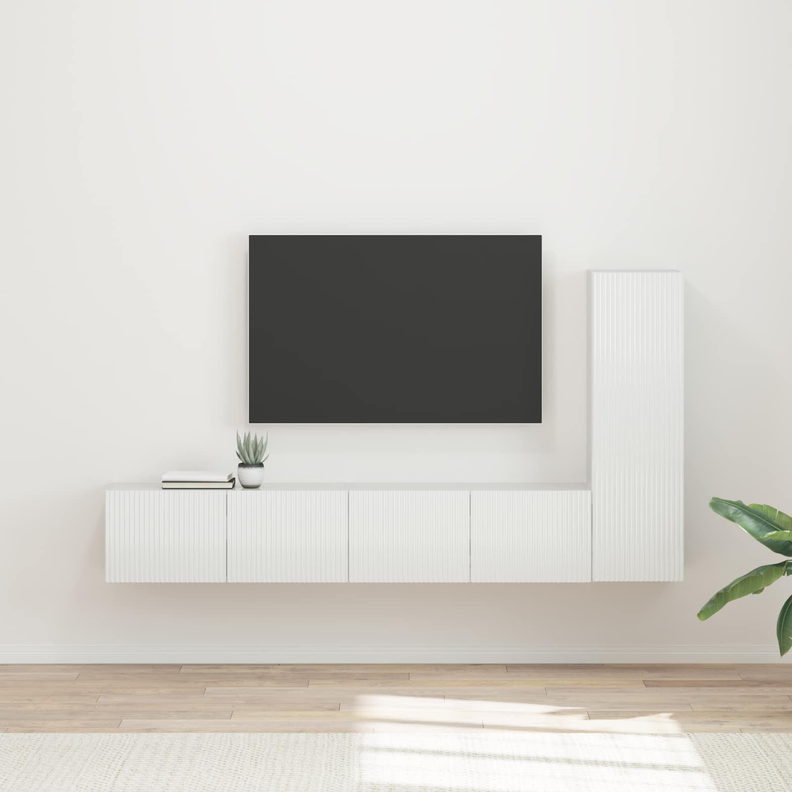 Set TV komoda Zidne 3 pcs Visoki sjaj bijela Konstruirano drvo