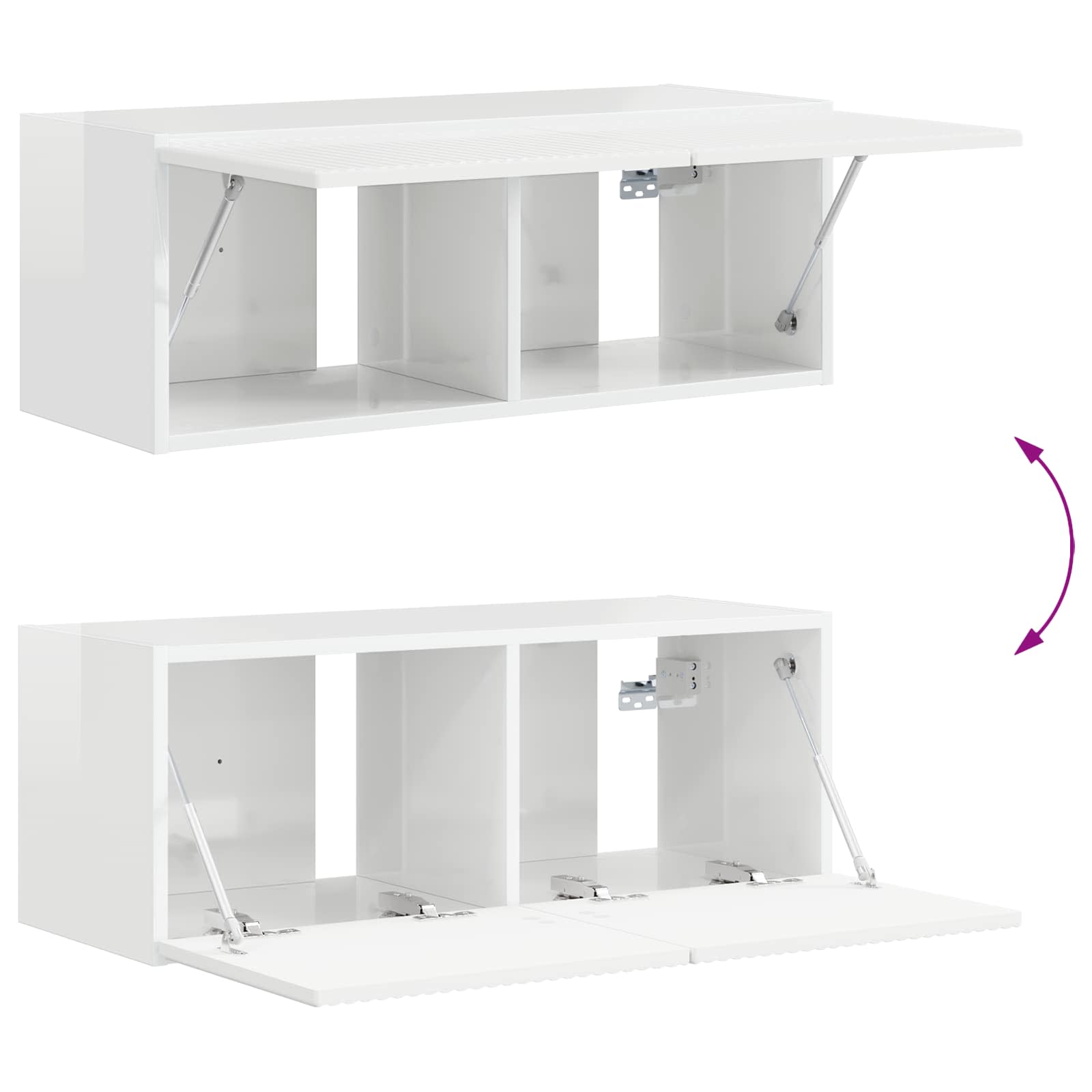 Set TV komoda Zidne 3 pcs Visoki sjaj bijela Konstruirano drvo