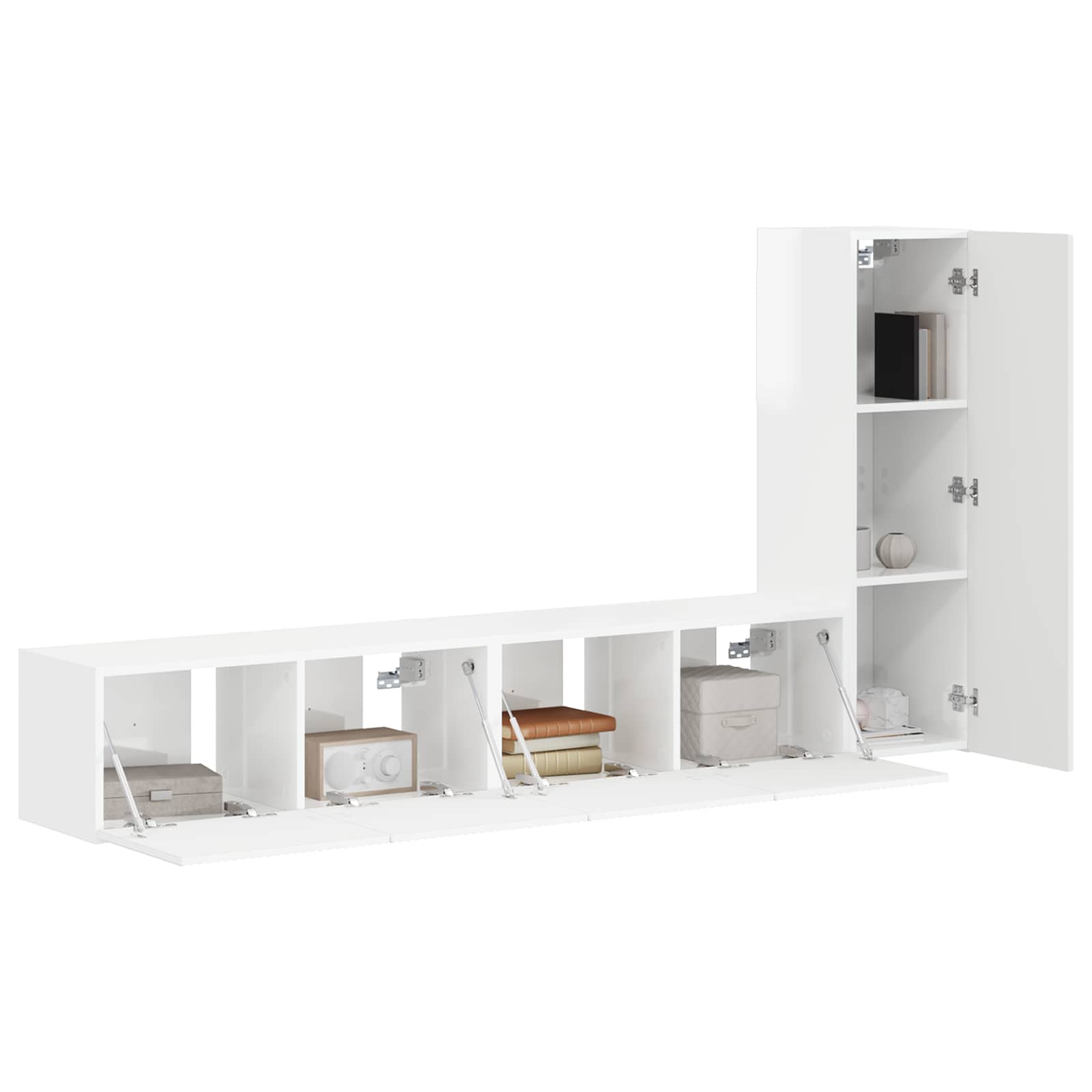 Set TV komoda Zidne 3 pcs Visoki sjaj bijela Konstruirano drvo