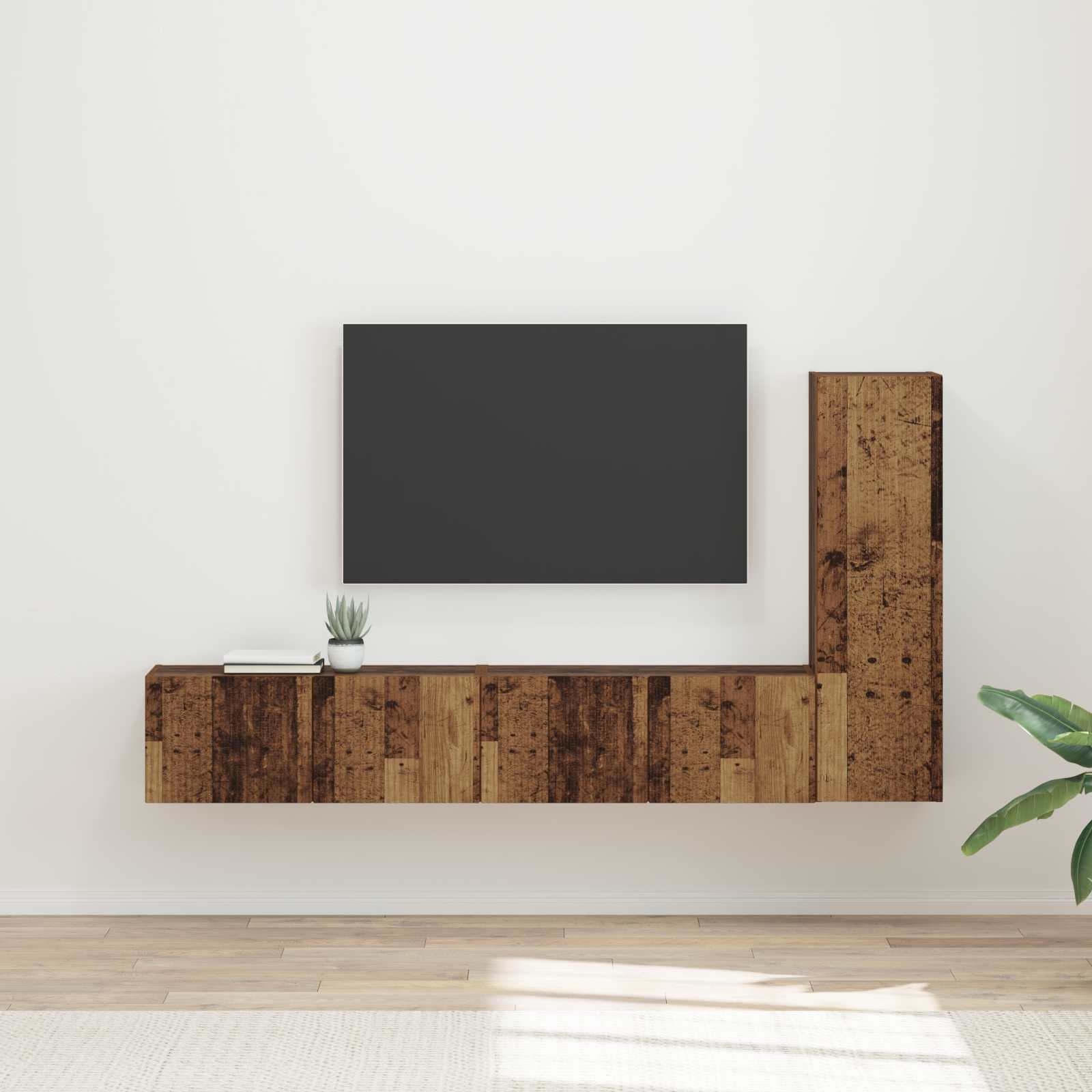 Set TV komoda Zidne 3 pcs Staro drvo Konstruirano drvo