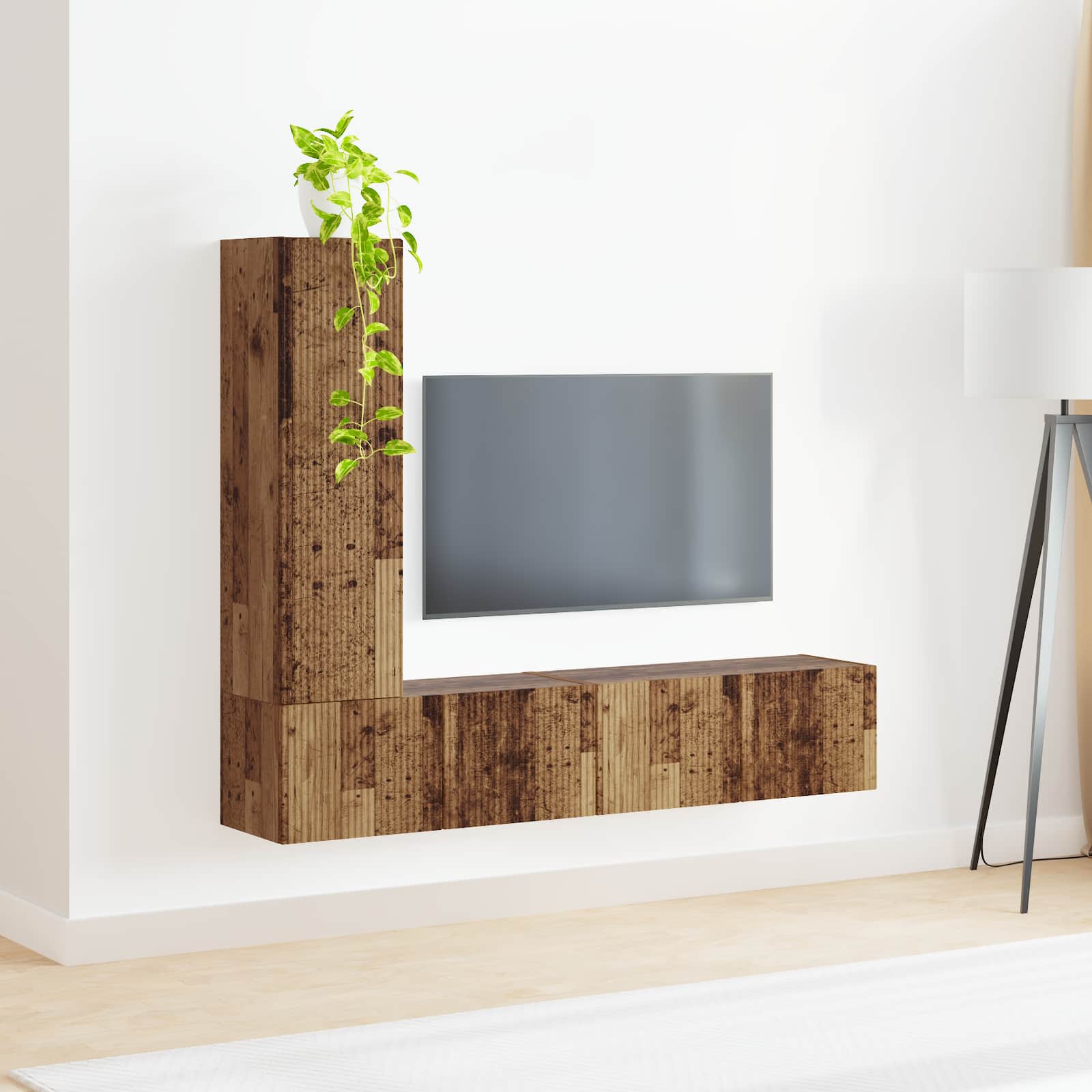 Set TV komoda Zidne 3 pcs Staro drvo Konstruirano drvo