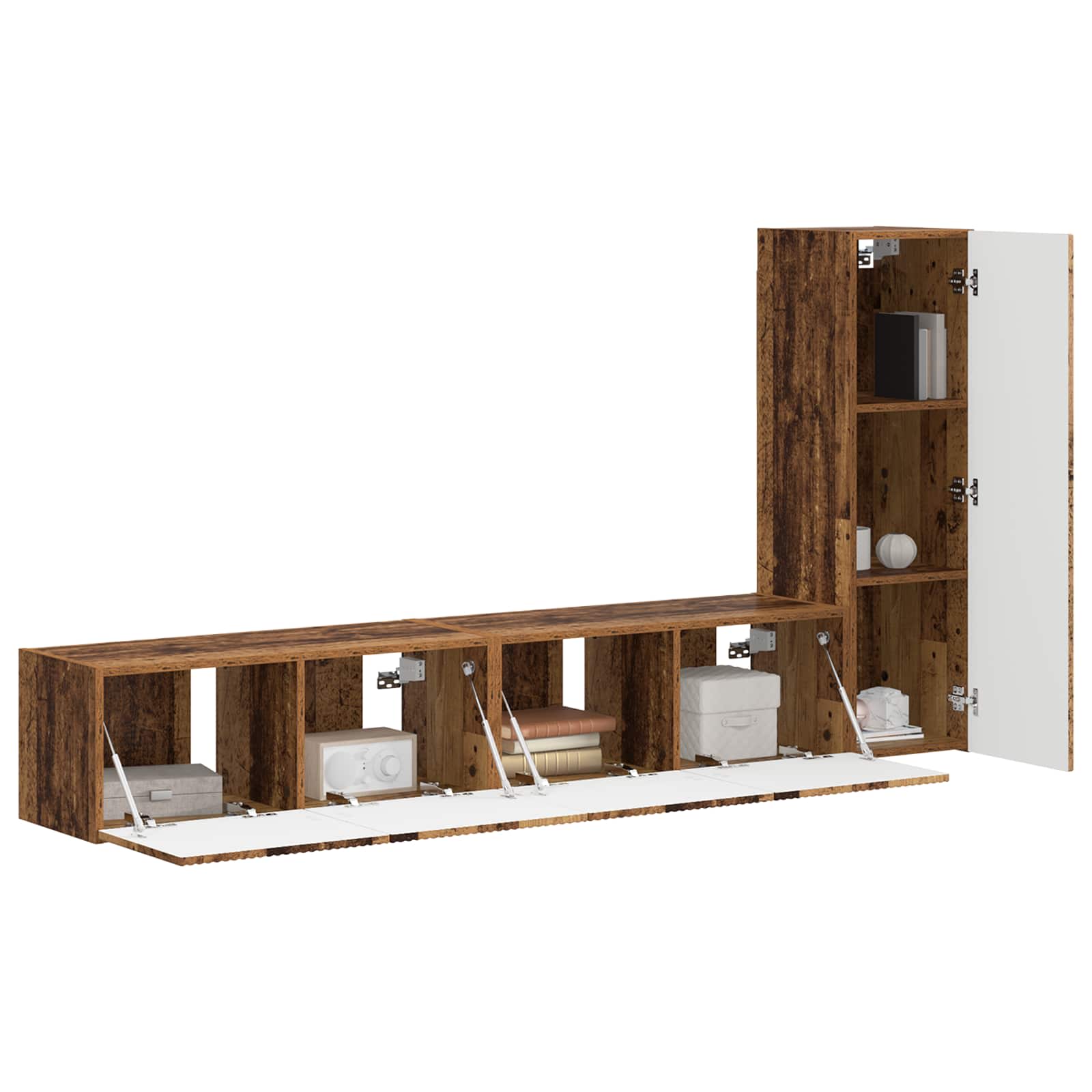 Set TV komoda Zidne 3 pcs Staro drvo Konstruirano drvo