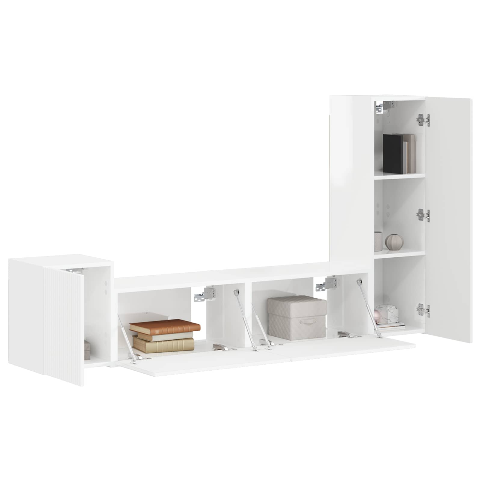 Set TV komoda Zidne 4 pcs Visoki sjaj bijela Konstruirano drvo