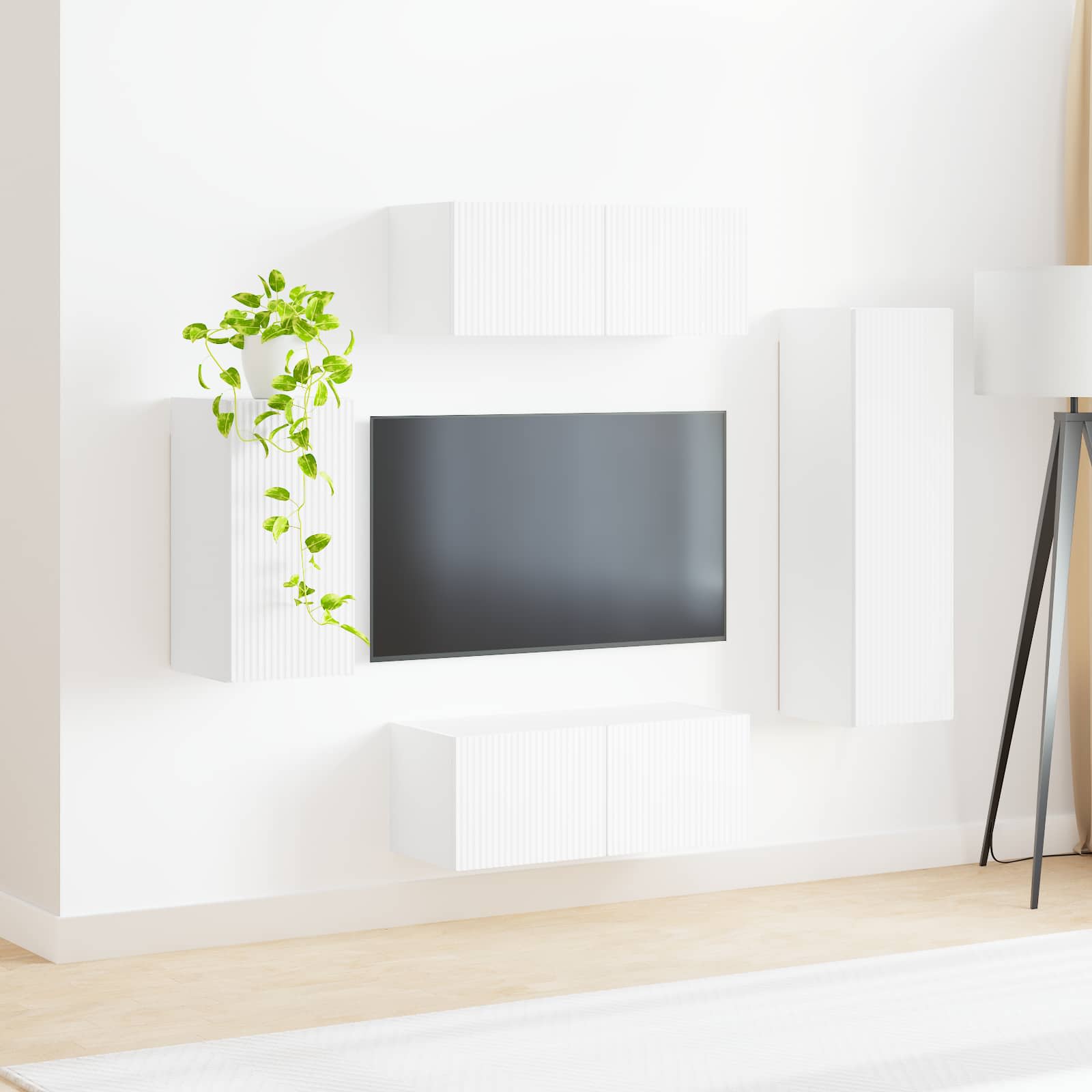 Set TV komoda Zidne 4 pcs Bijelo Konstruirano drvo