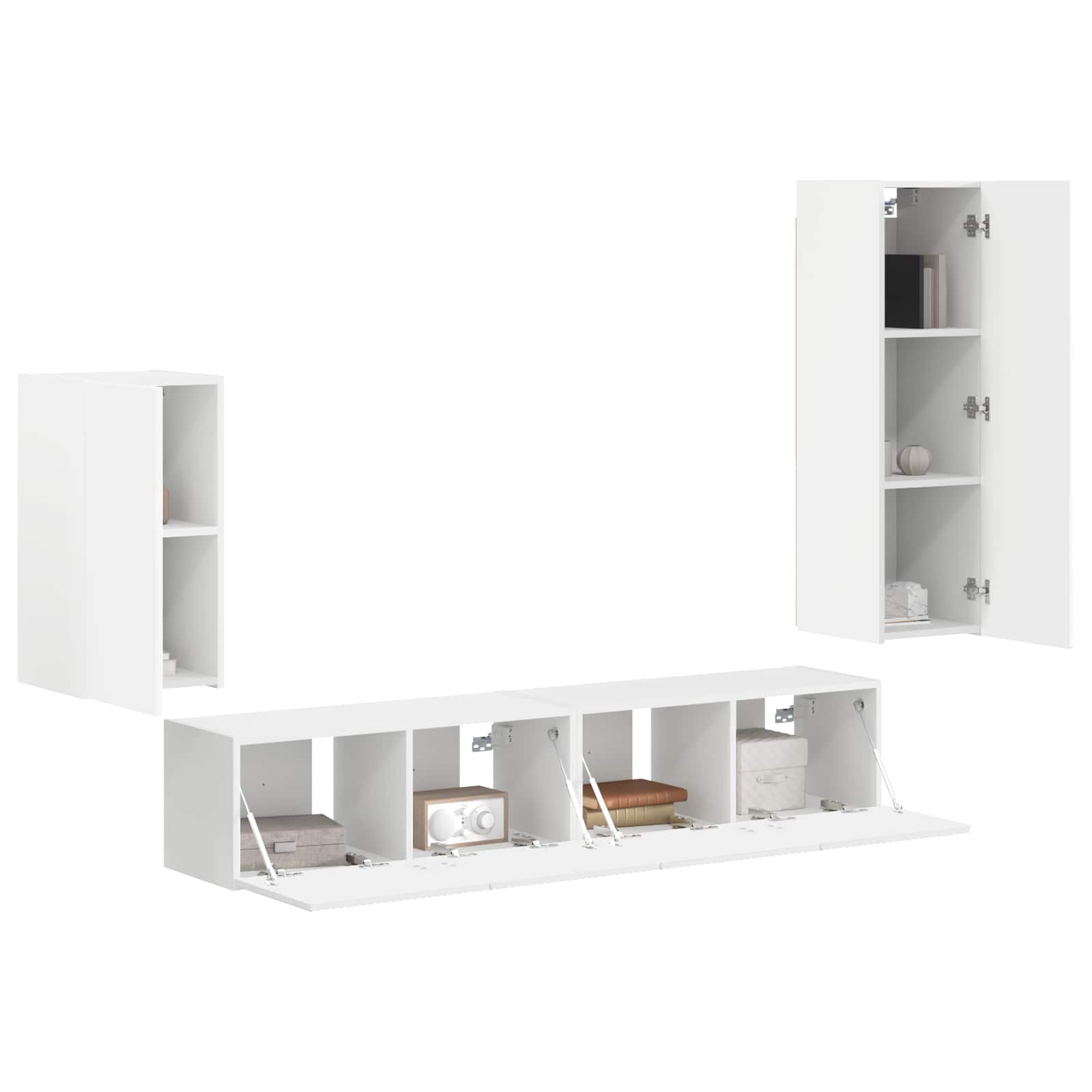 Set TV komoda Zidne 4 pcs Bijelo Konstruirano drvo