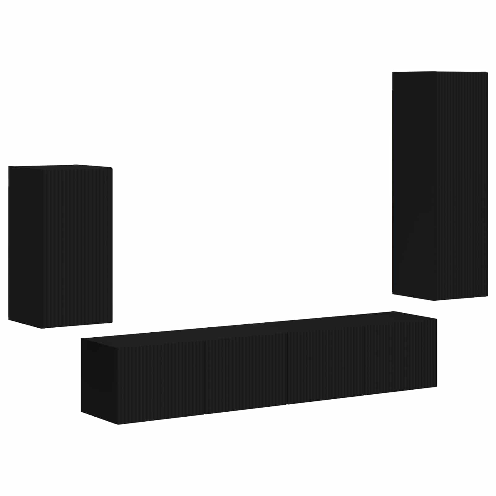 Set TV komoda Zidne 4 pcs Crna Konstruirano drvo