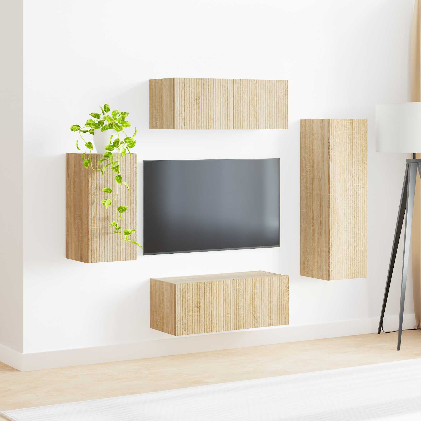Set TV komoda Zidne 4 pcs Sonoma hrast Konstruirano drvo