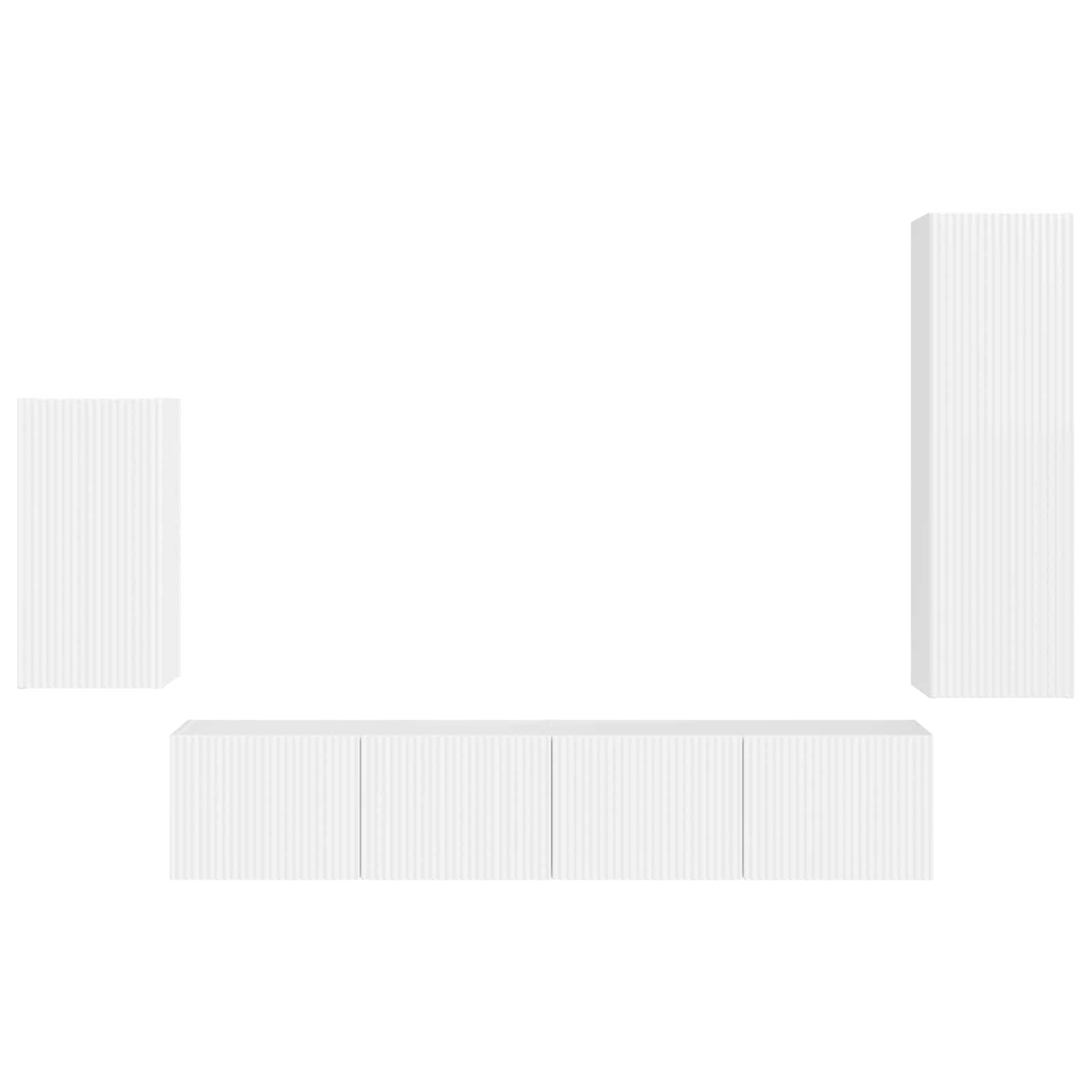 Set TV komoda Zidne 4 pcs Visoki sjaj bijela Konstruirano drvo