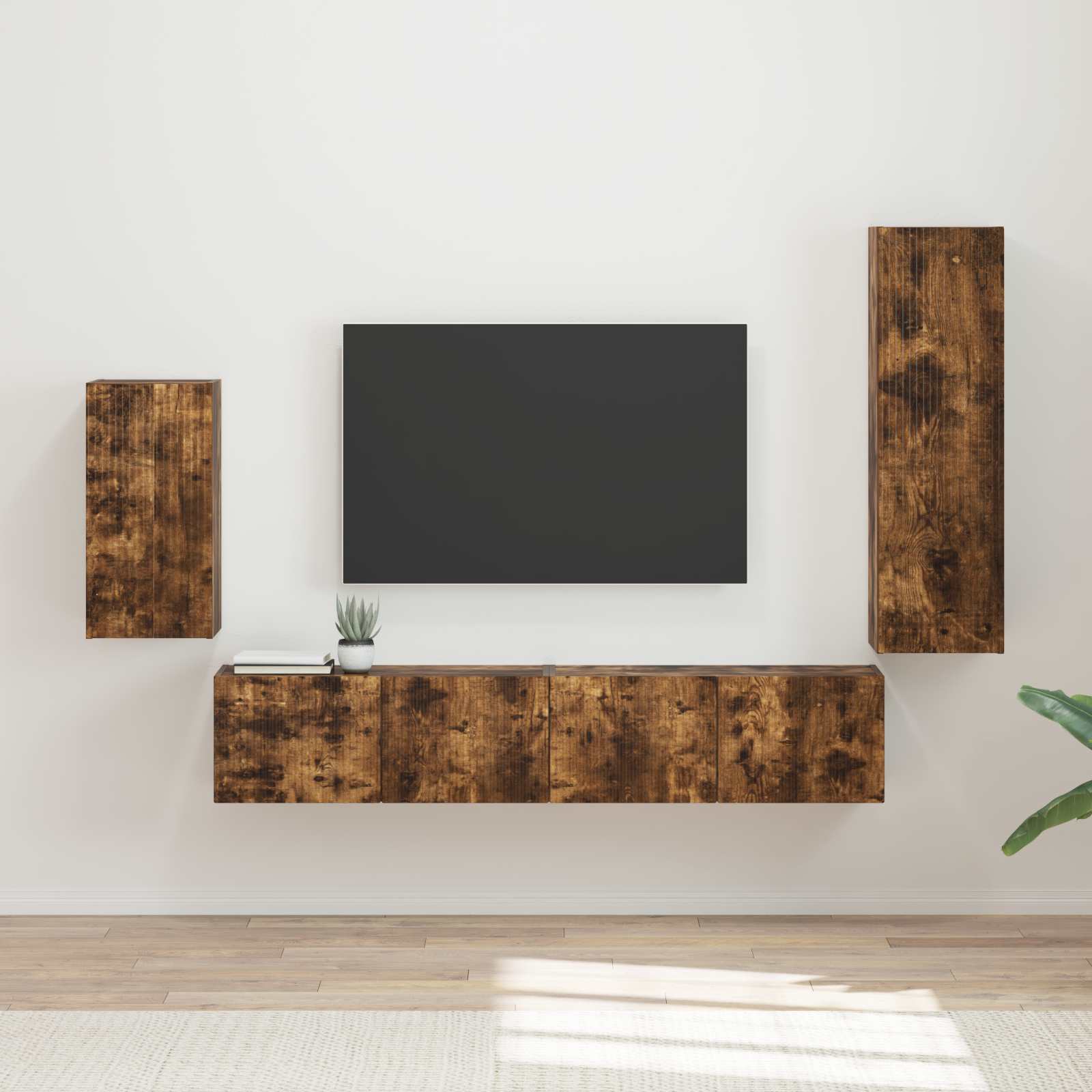 Set TV komoda Zidne 4 pcs Dimljeni hrast Konstruirano drvo