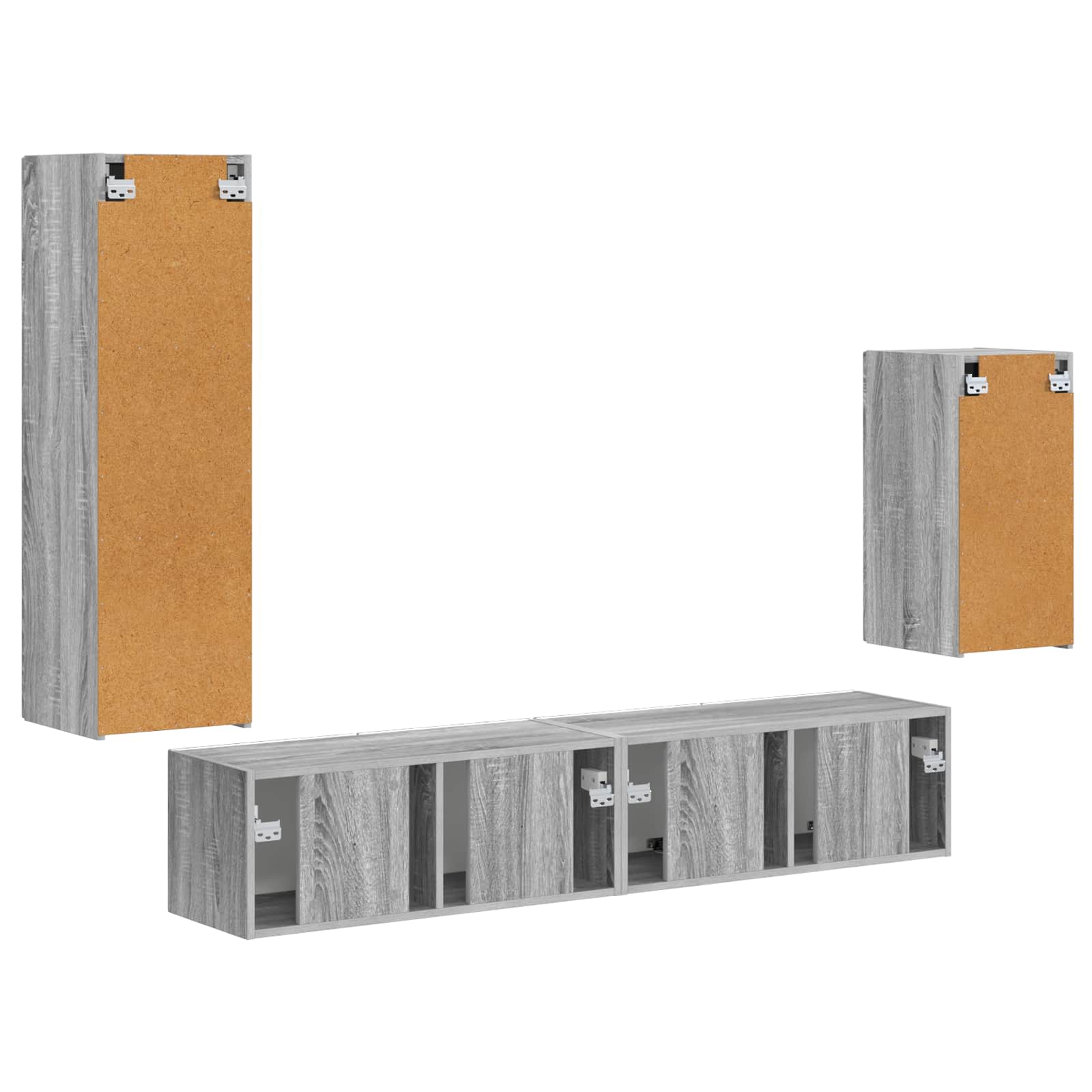 Set TV komoda Zidne 4 pcs Siva Sonoma Konstruirano drvo