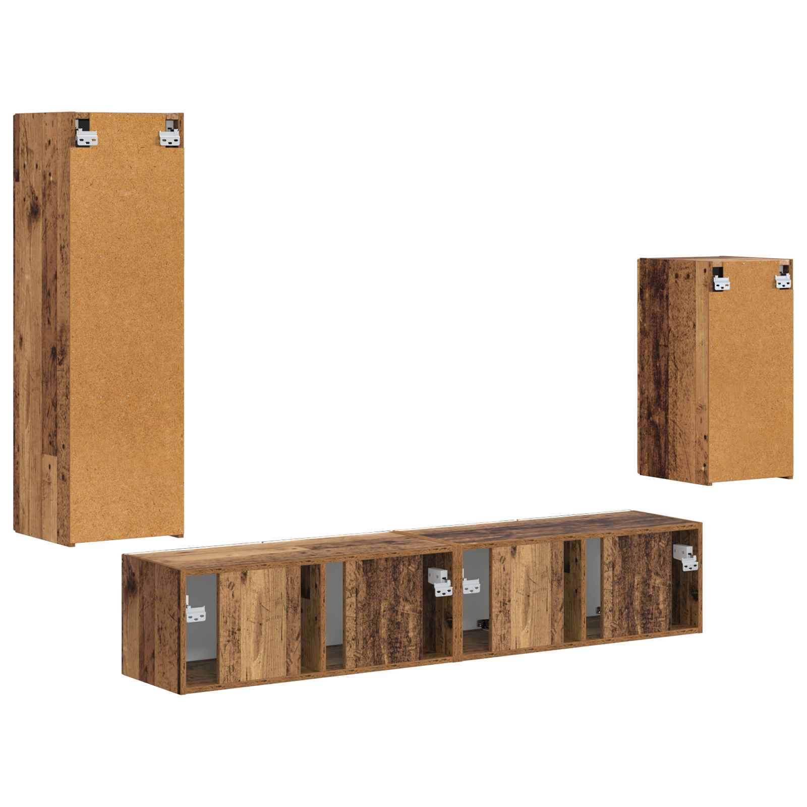 Set TV komoda Zidne 4 pcs Staro drvo Konstruirano drvo