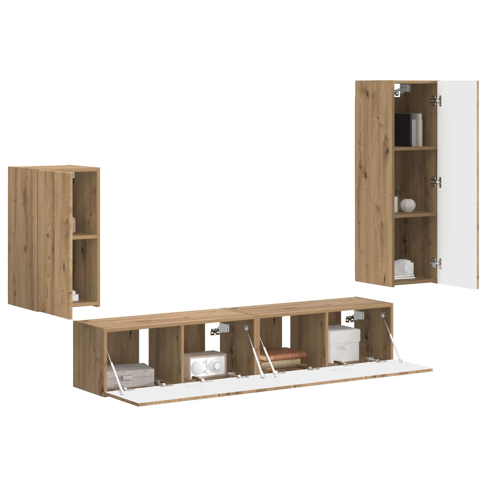 Set TV komoda Zidne 4 pcs Umjetnički hrast Konstruirano drvo