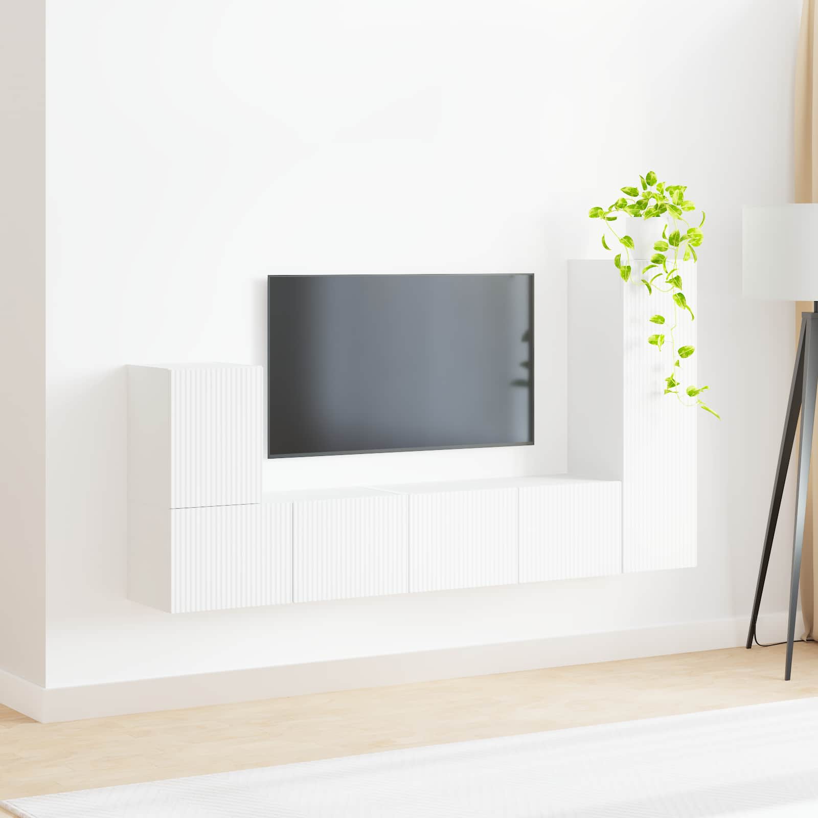 Set TV komoda Zidne 3 pcs Bijelo Konstruirano drvo