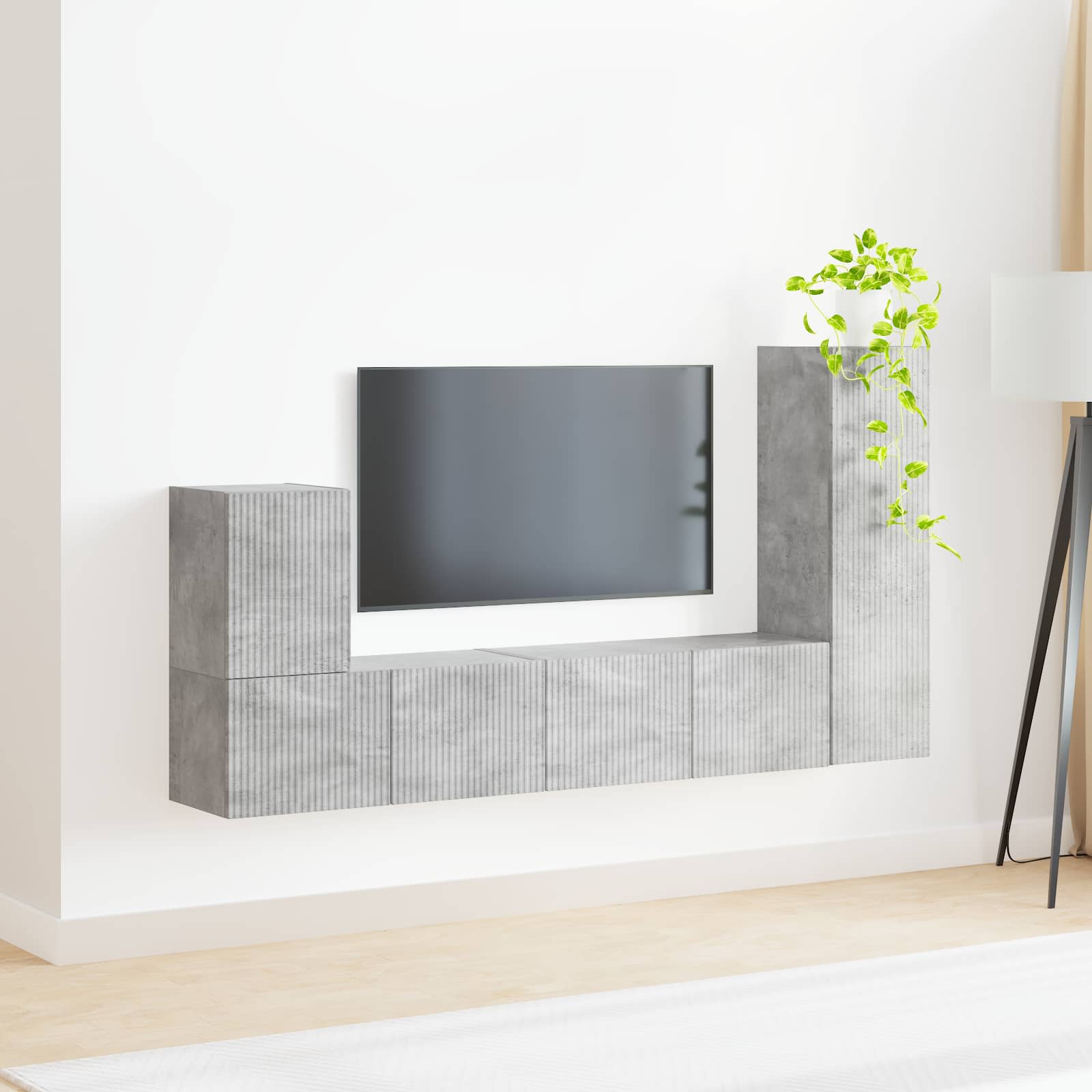 Set TV komoda Zidne 3 pcs Betonski sivi Konstruirano drvo