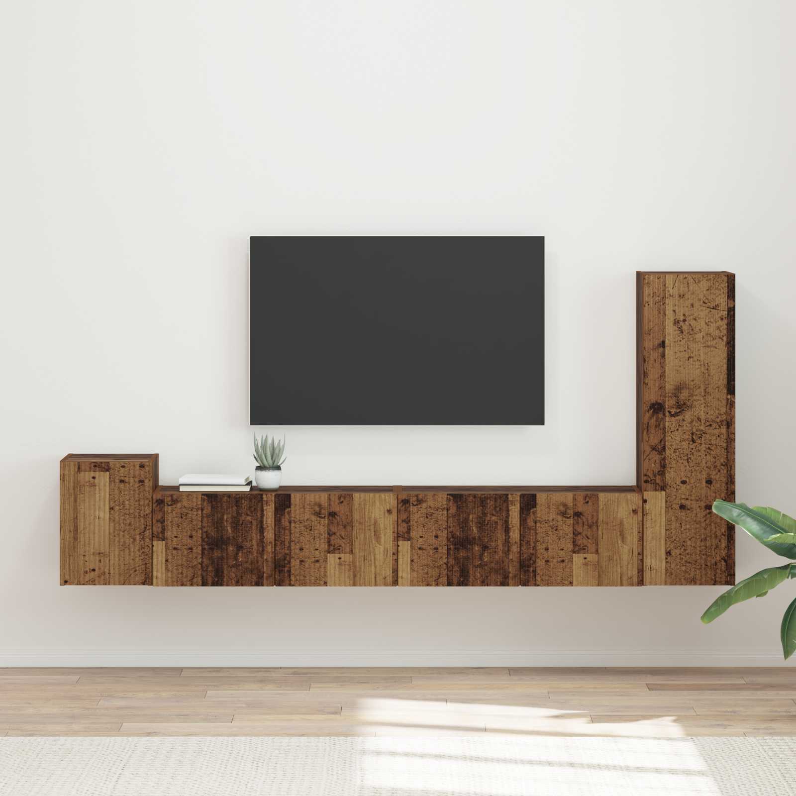 Set TV komoda Zidne 3 pcs Staro drvo Konstruirano drvo