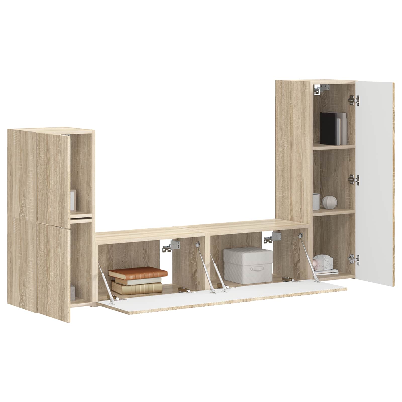 Set TV komoda Zidne 4 pcs Sonoma hrast Konstruirano drvo