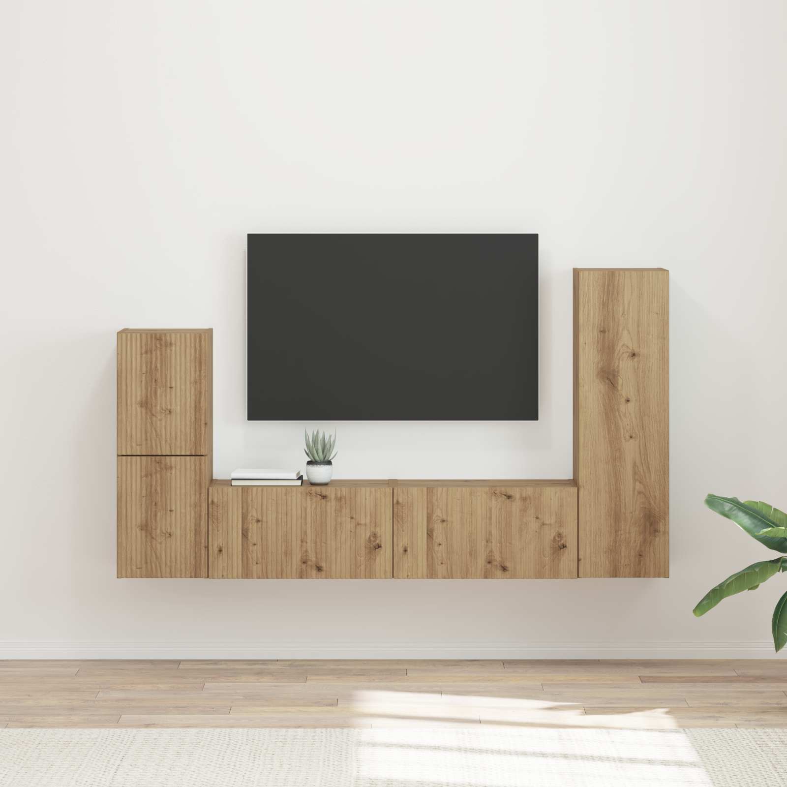 Set TV komoda Zidne 4 pcs Umjetnički hrast Konstruirano drvo