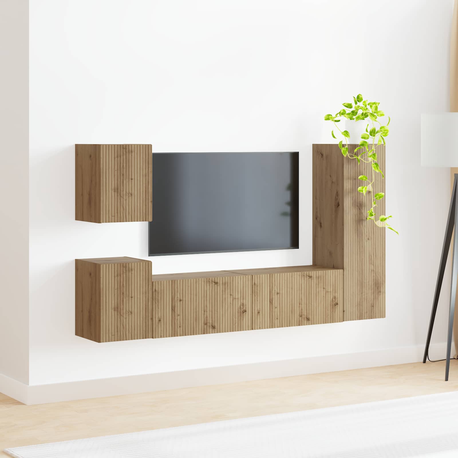 Set TV komoda Zidne 4 pcs Umjetnički hrast Konstruirano drvo