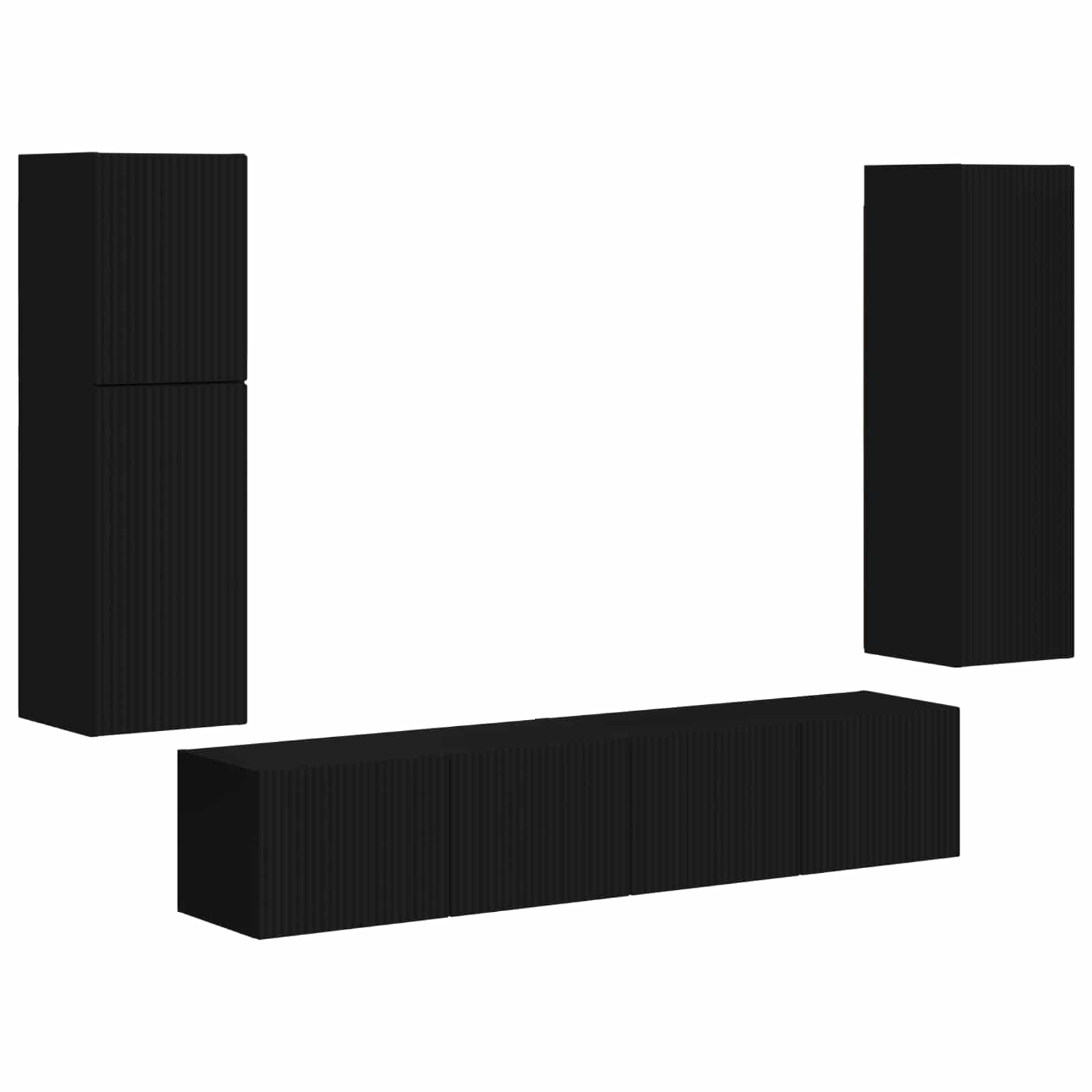Set TV komoda Zidne 4 pcs Crna Konstruirano drvo