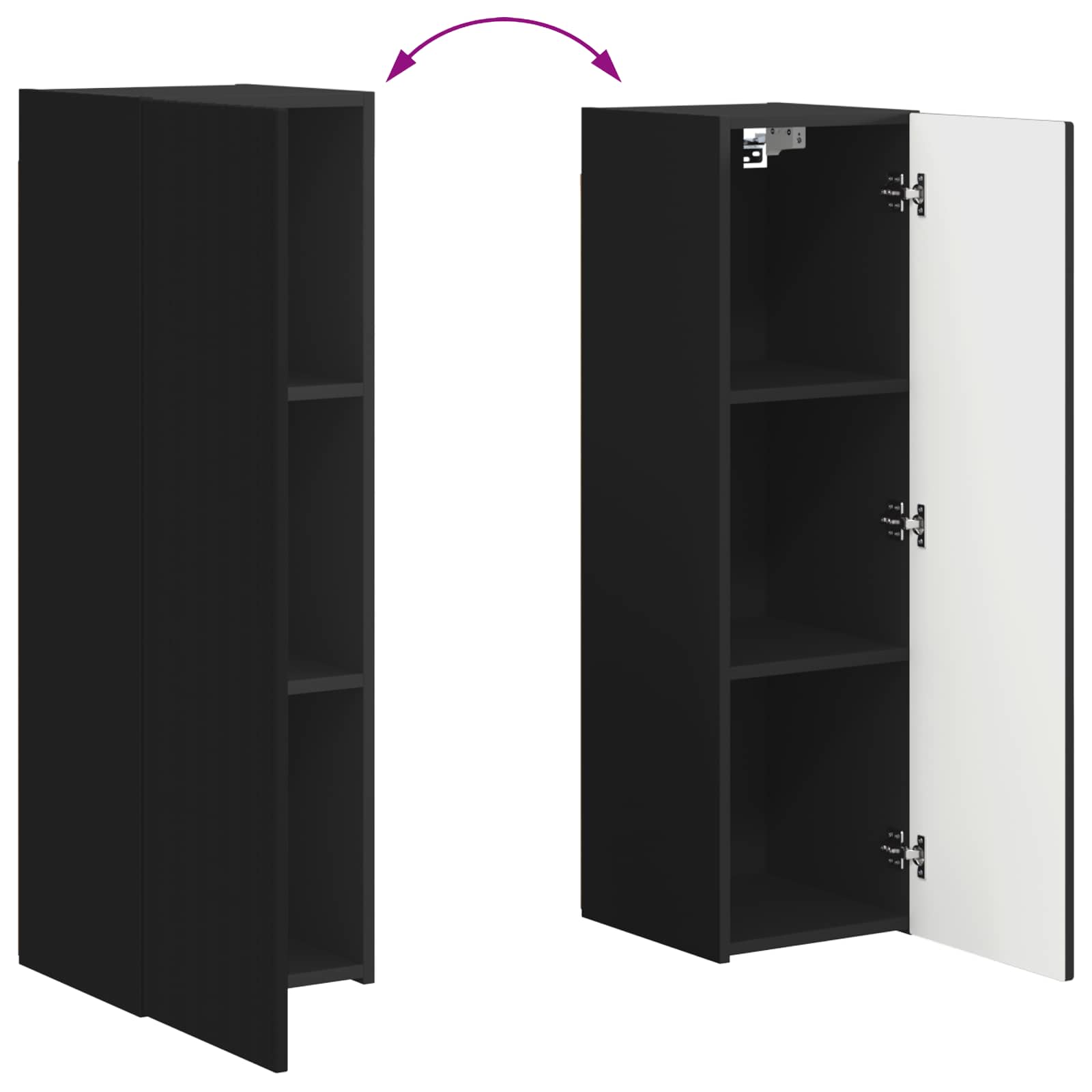 Set TV komoda Zidne 4 pcs Crna Konstruirano drvo