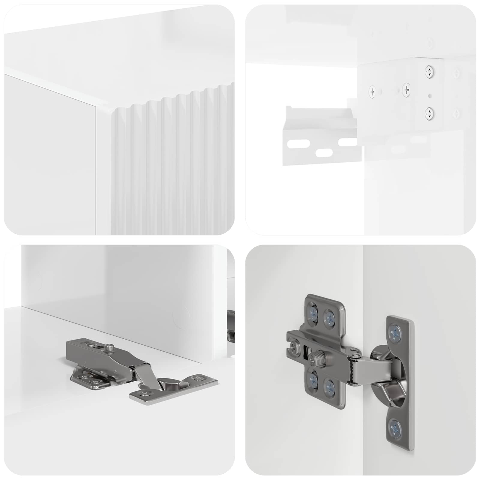 Set TV komoda Zidne 4 pcs Visoki sjaj bijela Konstruirano drvo