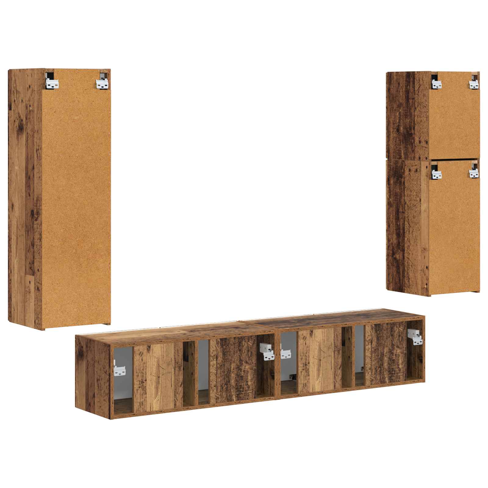 Set TV komoda Zidne 4 pcs Staro drvo Konstruirano drvo