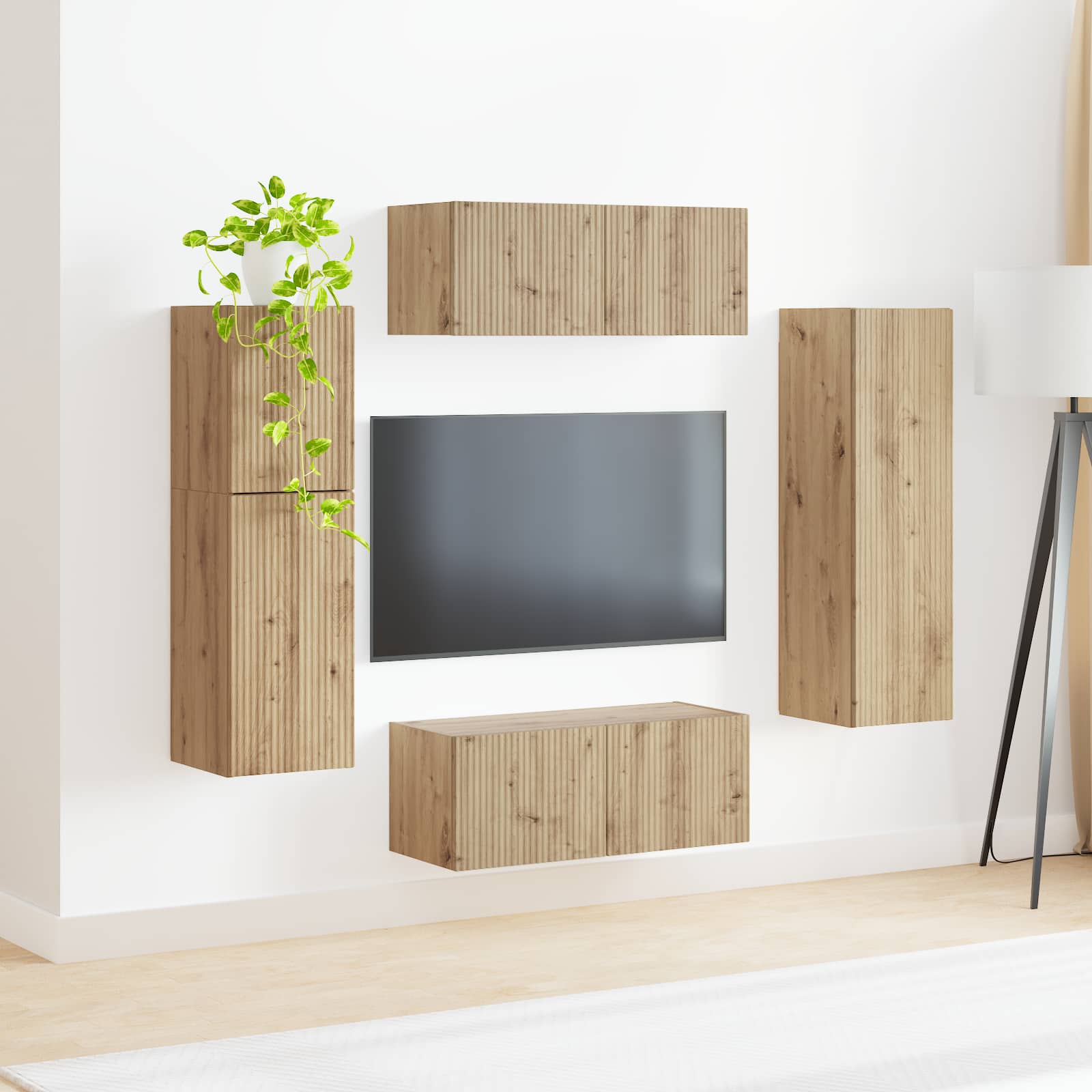 Set TV komoda Zidne 4 pcs Umjetnički hrast Konstruirano drvo