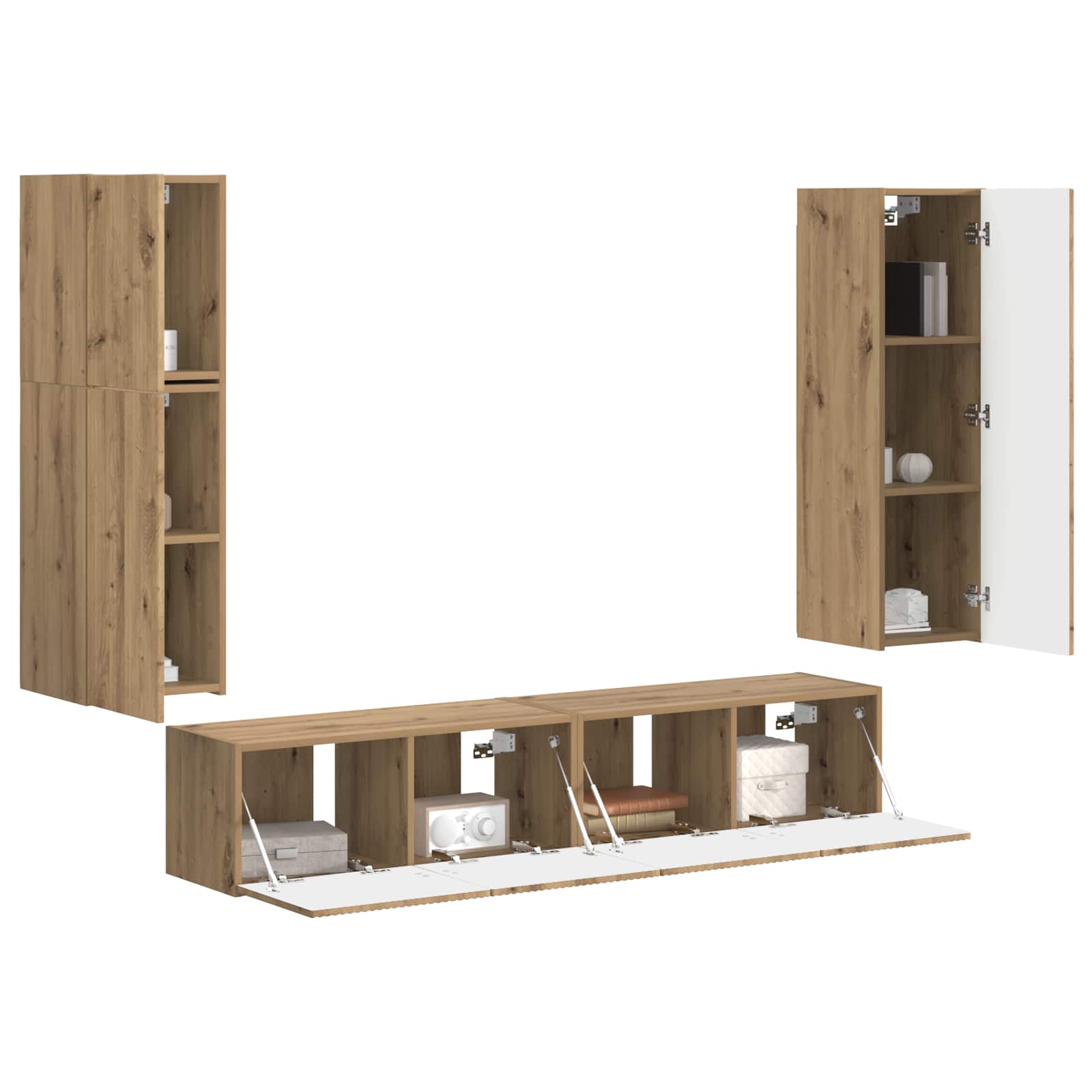 Set TV komoda Zidne 4 pcs Umjetnički hrast Konstruirano drvo