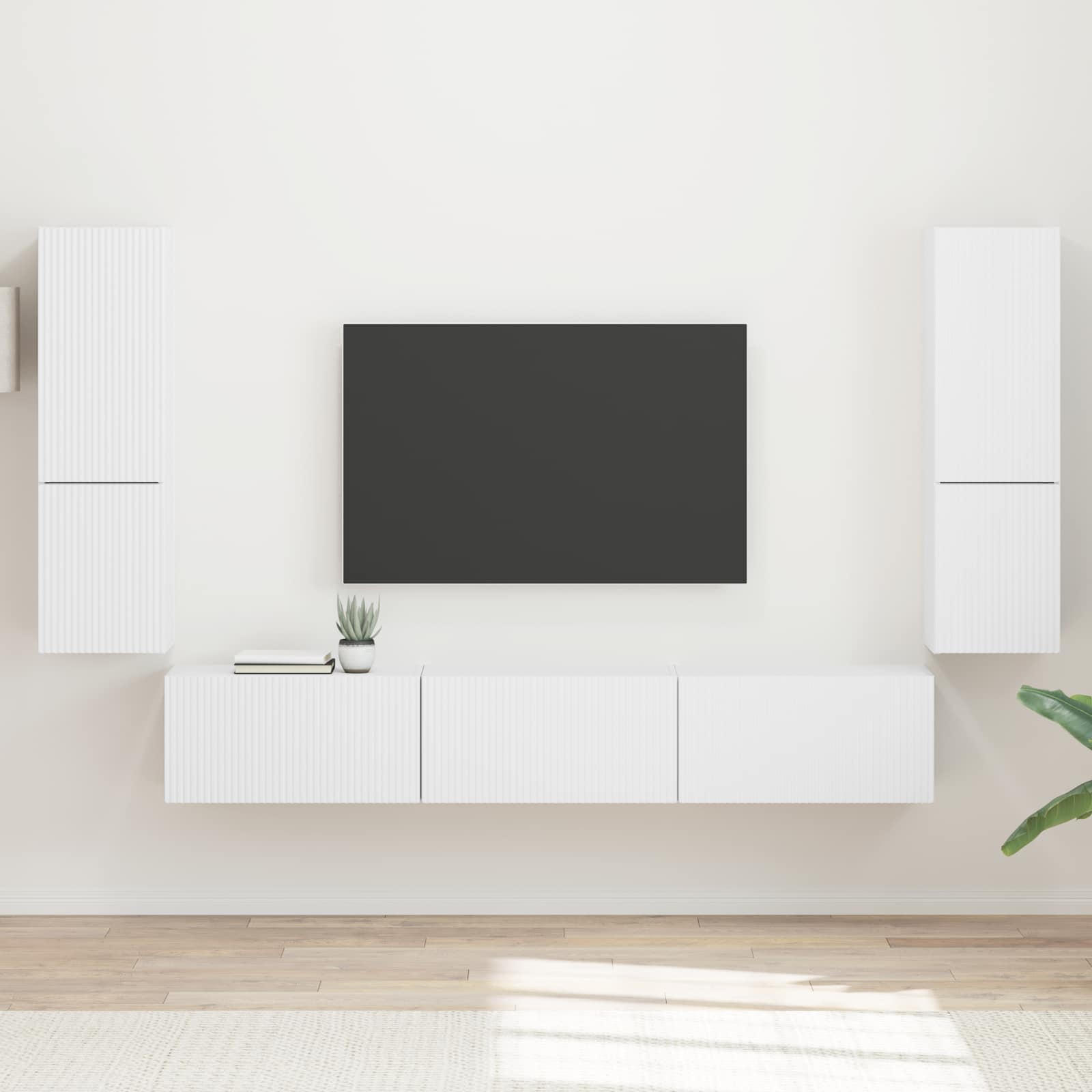 Set TV komoda Zidne 4 pcs Bijelo Konstruirano drvo
