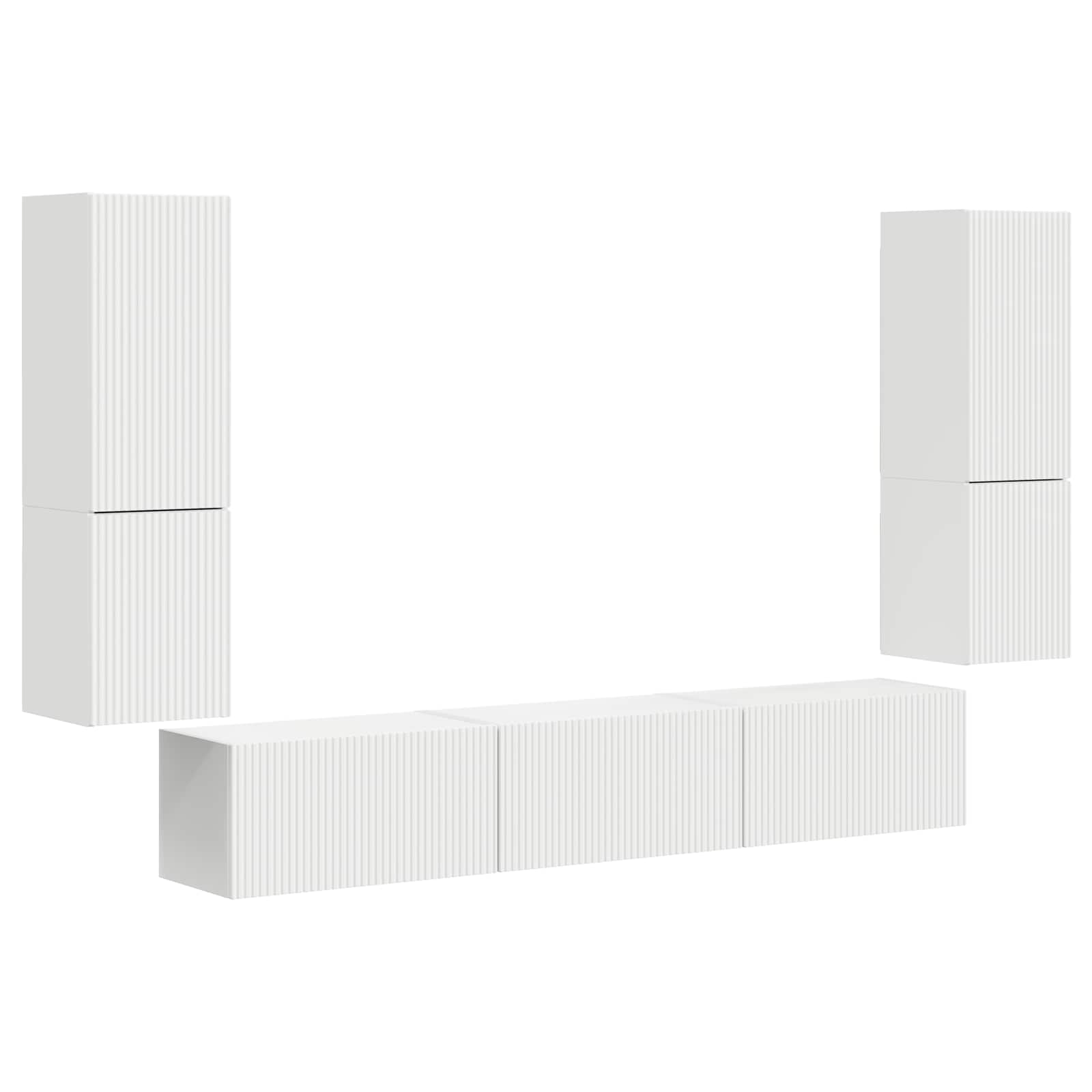 Set TV komoda Zidne 4 pcs Bijelo Konstruirano drvo