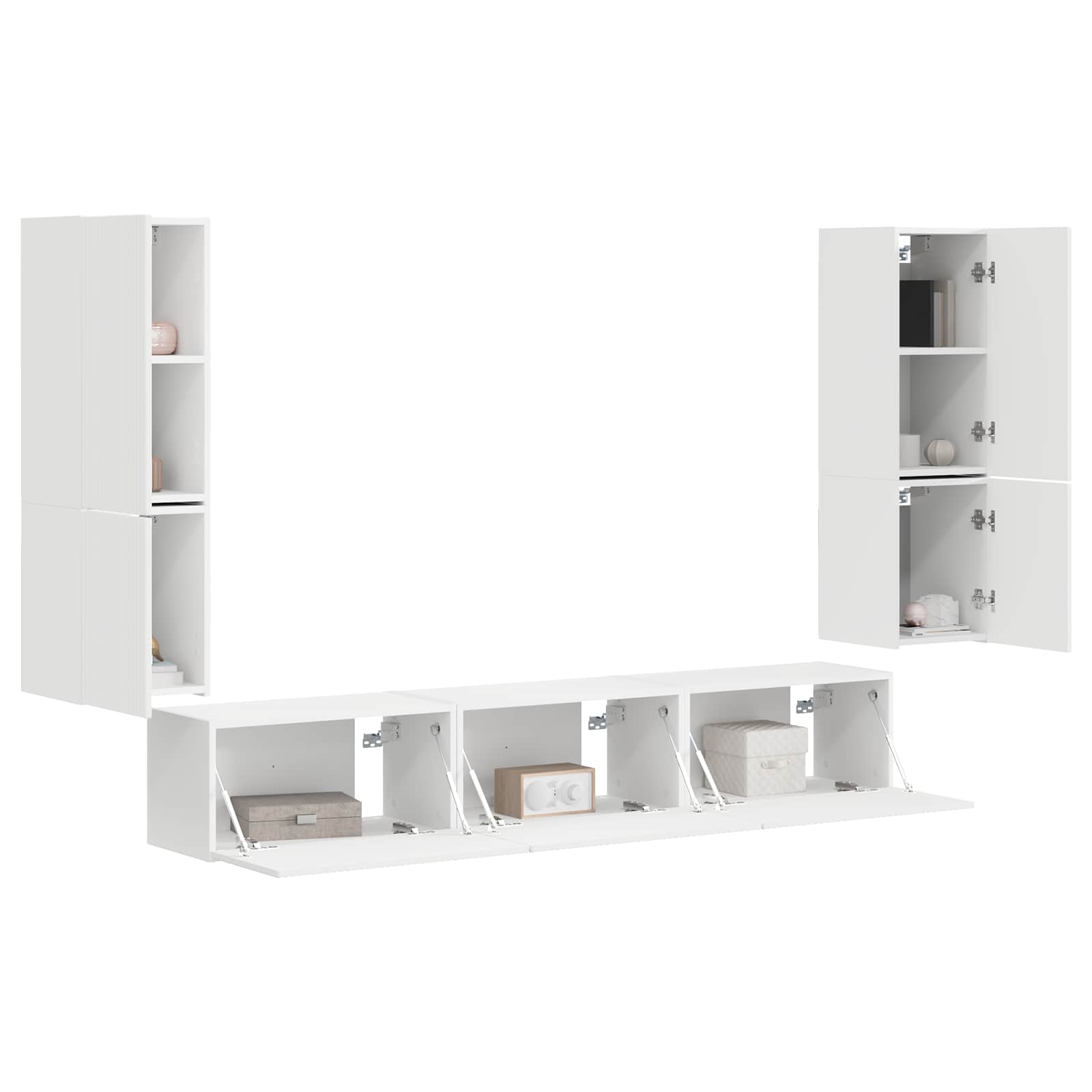 Set TV komoda Zidne 4 pcs Bijelo Konstruirano drvo